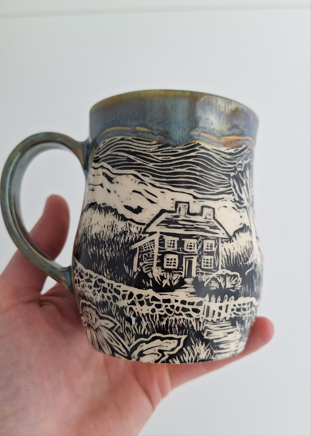 Hand-carved Farmhouse Mug