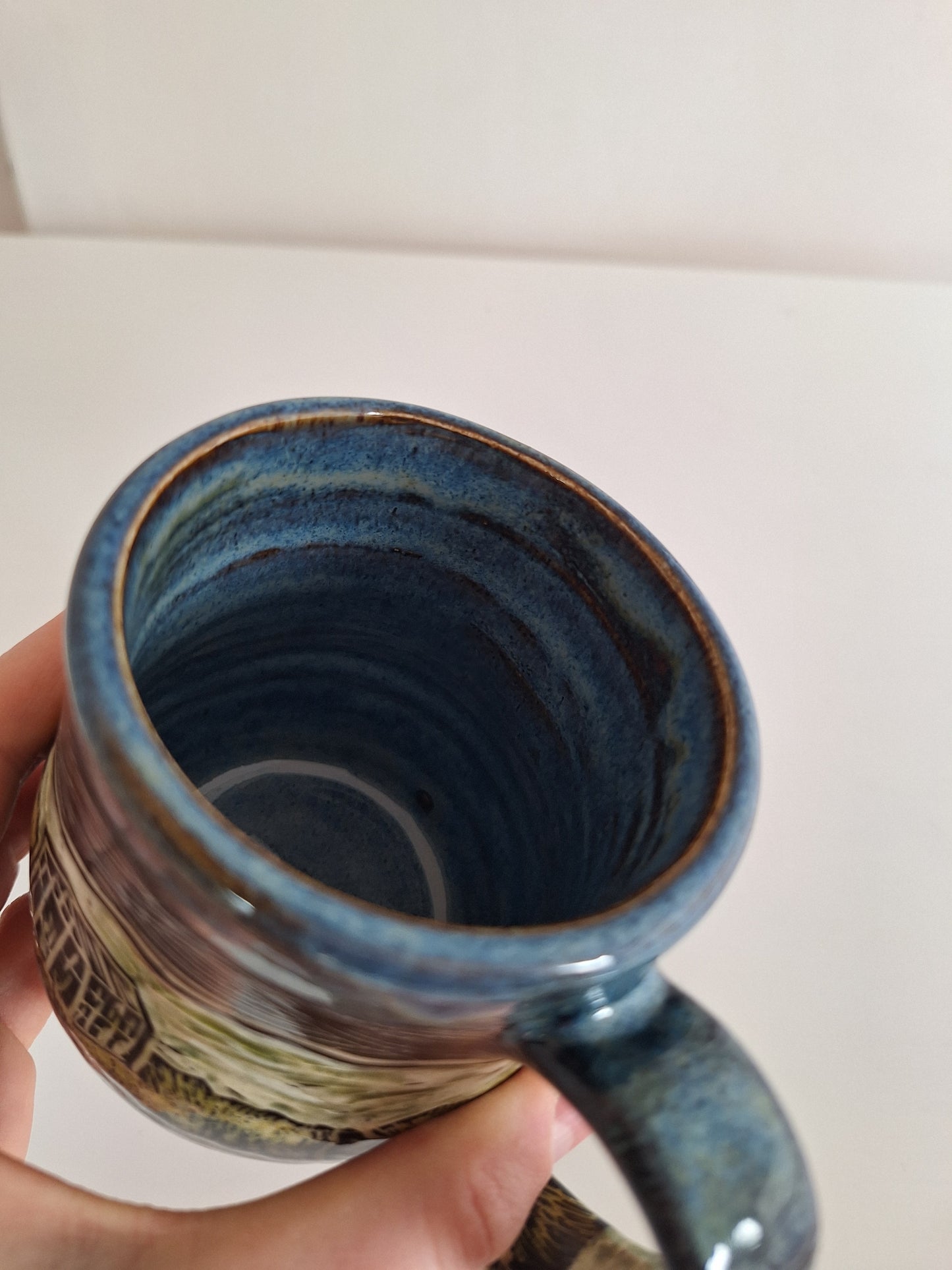 Hand Carved Botanical Stoneware Mug – Greenhouse - One of a Kind Sgraffito Mug