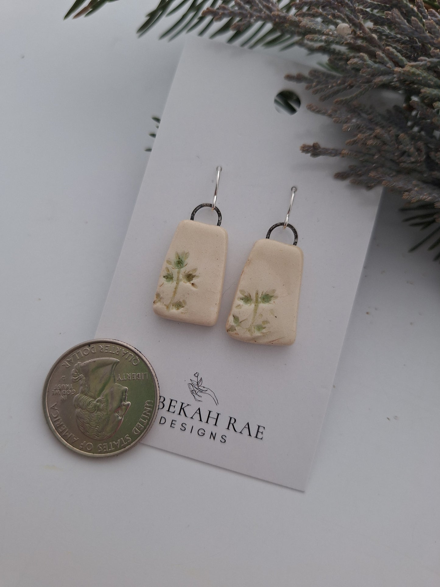 Flora Ceramic Earrings - Sterling