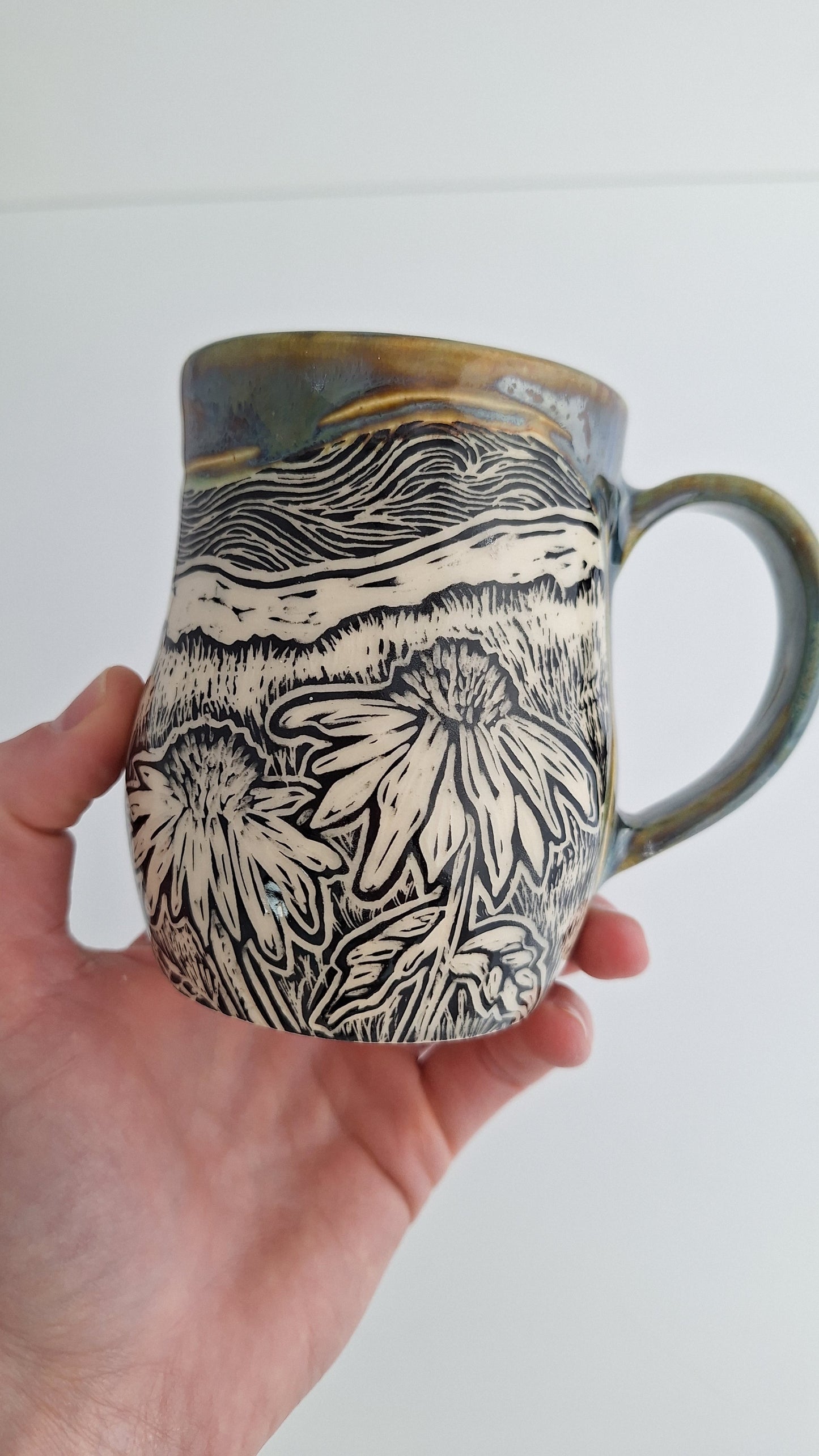 Hand-carved Farmhouse Mug