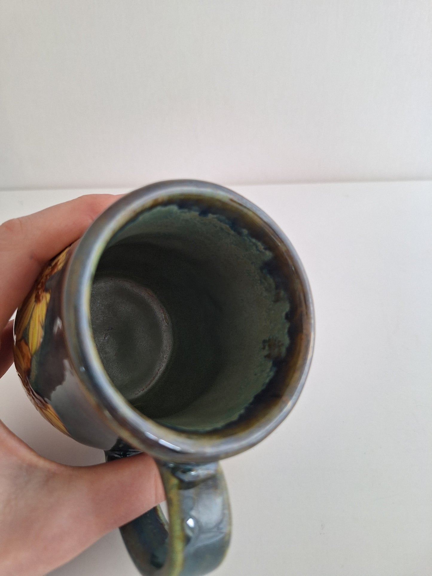 Hand Carved Botanical Stoneware Mug – Sunflowers - One of a Kind Sgraffito Mug