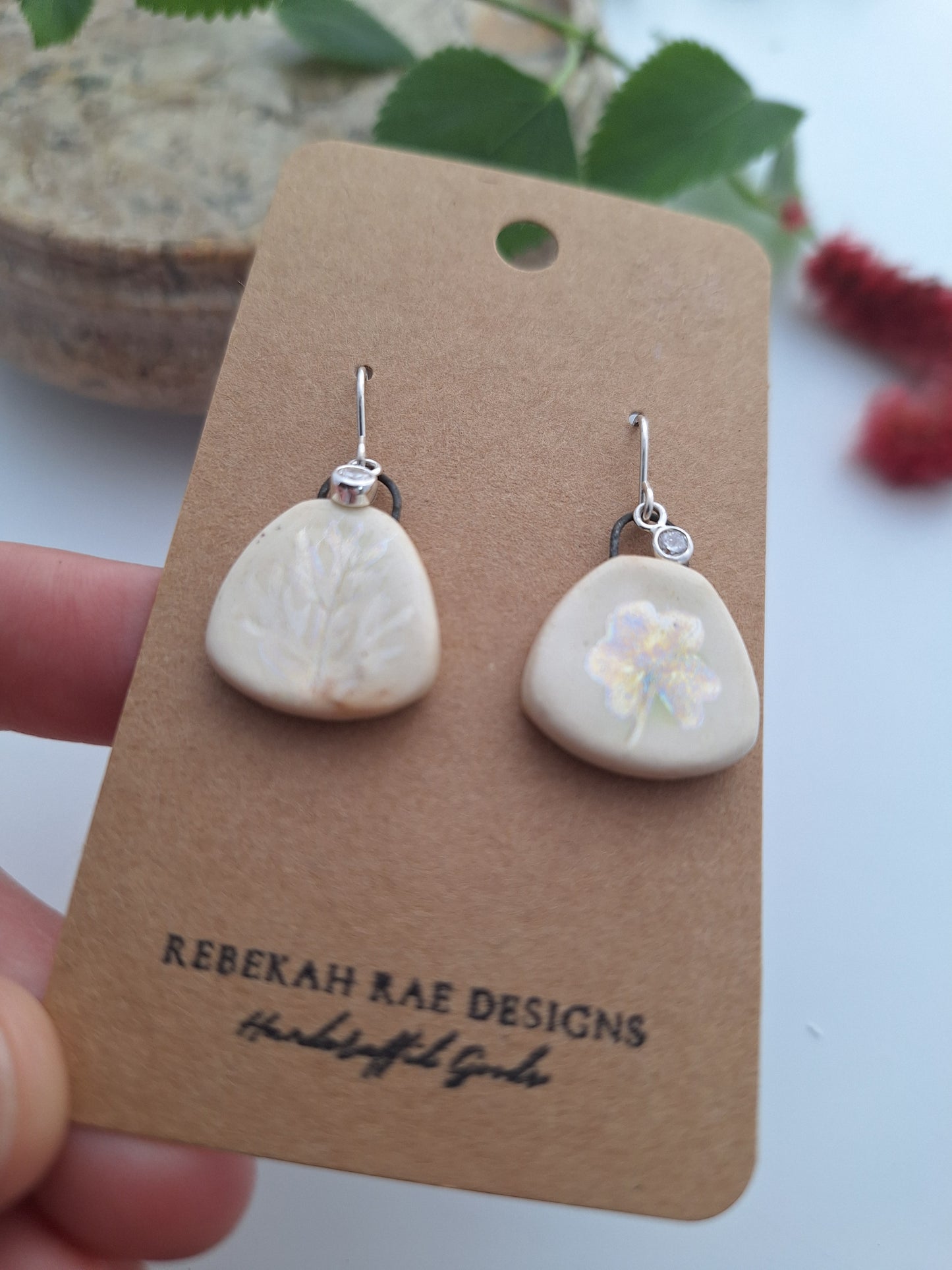 Wild Flora Ceramic Earrings - Sterling