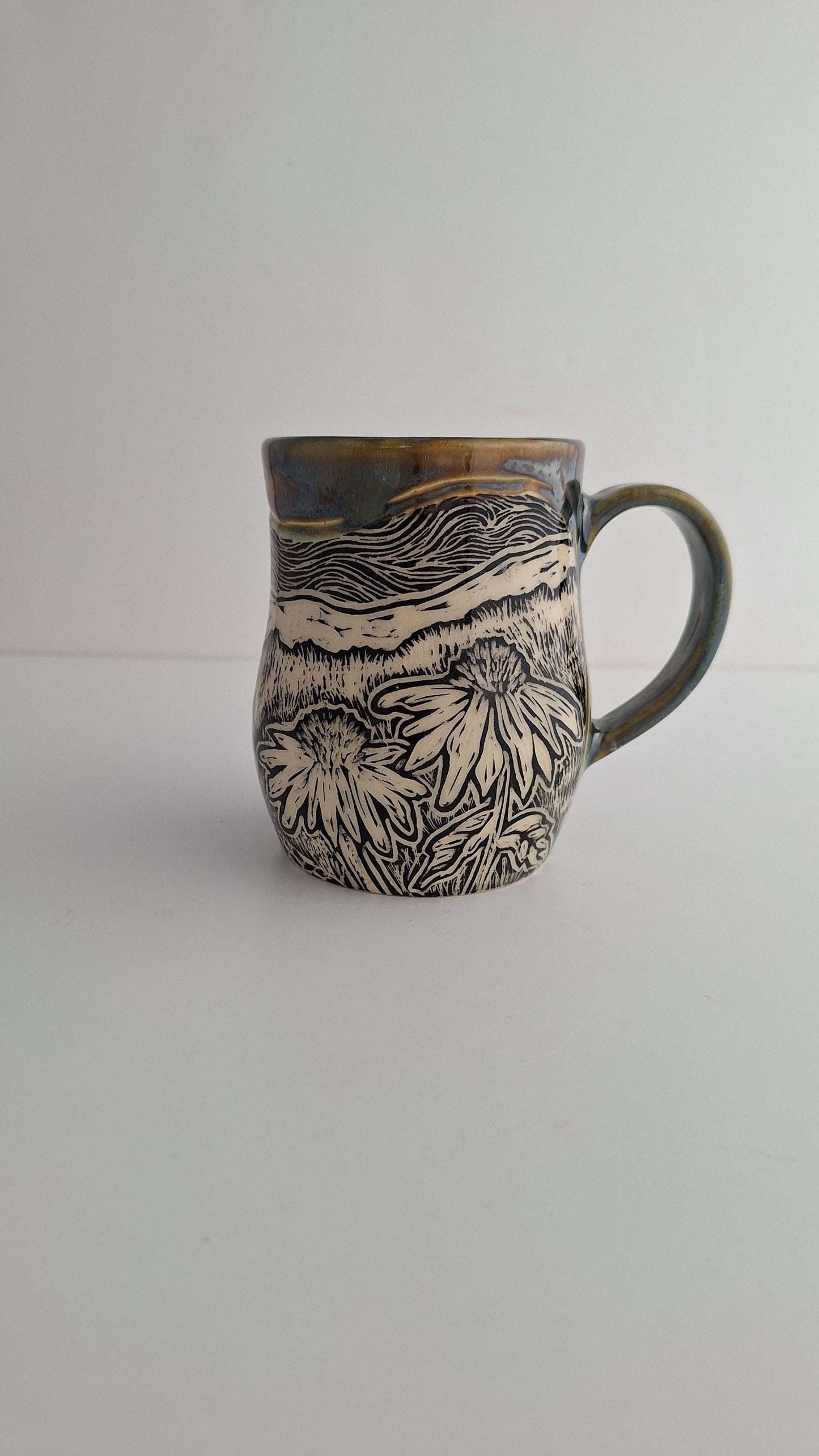 Hand-carved Farmhouse Mug