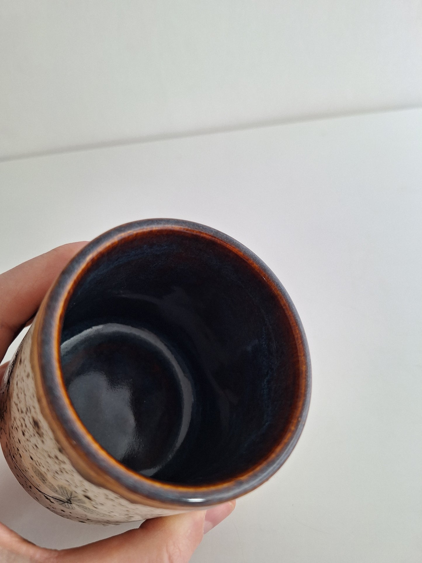 Botanical Imprint Stemless Wine Cup — One of a Kind Stoneware Tumbler - #5