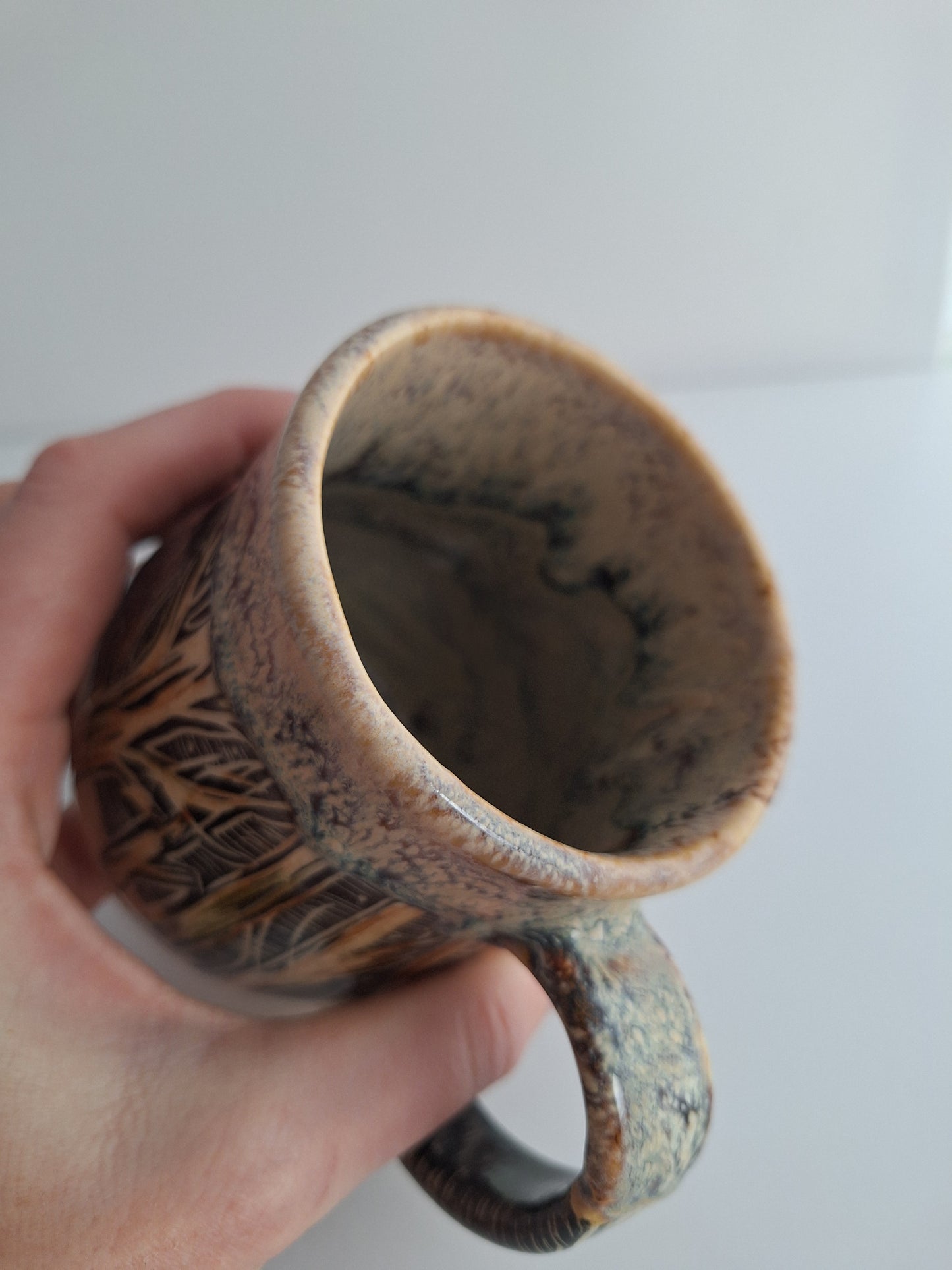 Hand-carved Mushroom House Mug
