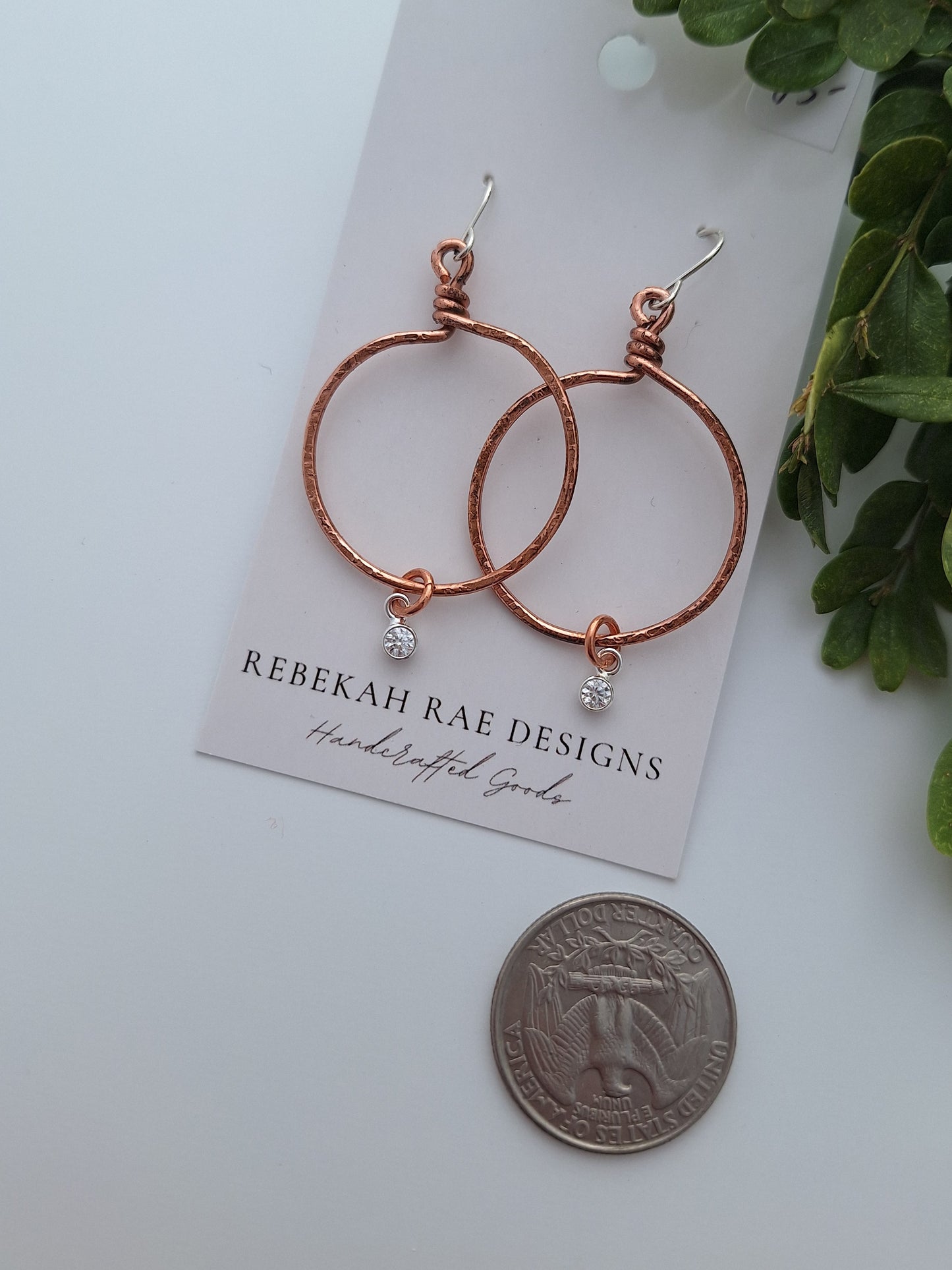 Hammered Hoop Earrings with gems