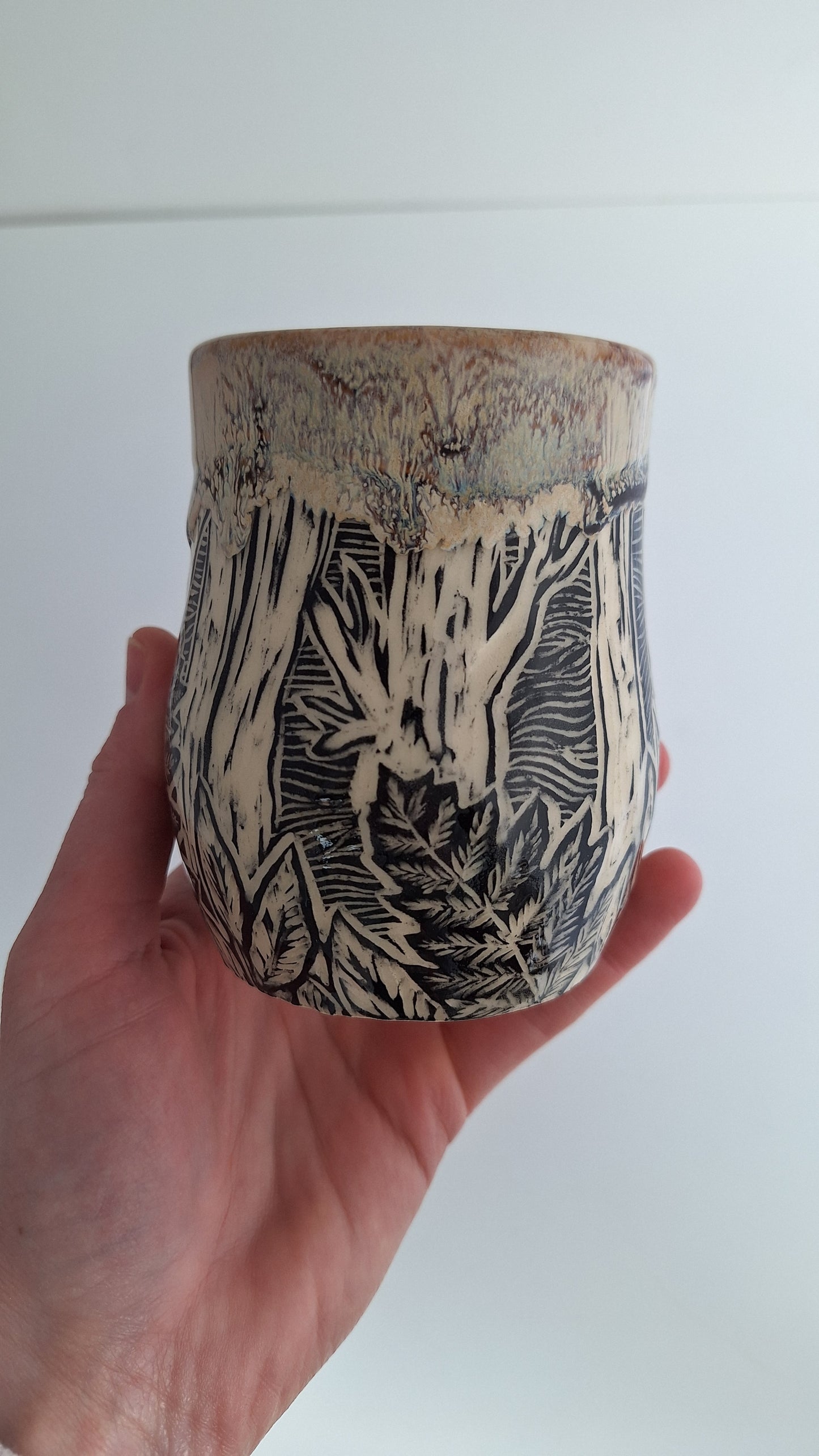 Hand-carved Fern Forest Mug