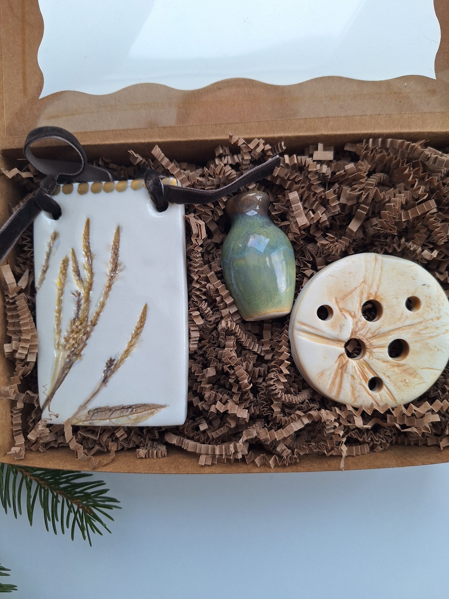 Boxed Gift Set - Ornament, Flower Frog, & Tiny vase