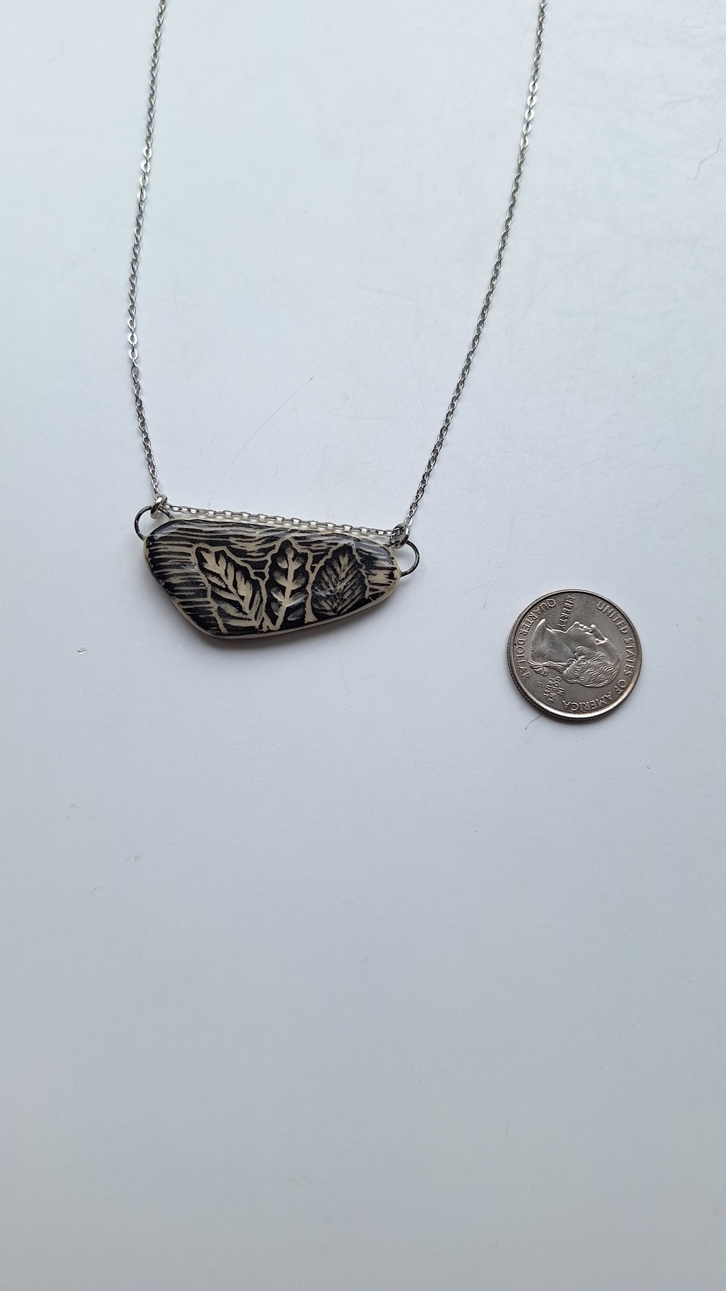Sgraffito Fern Necklace, hand carved