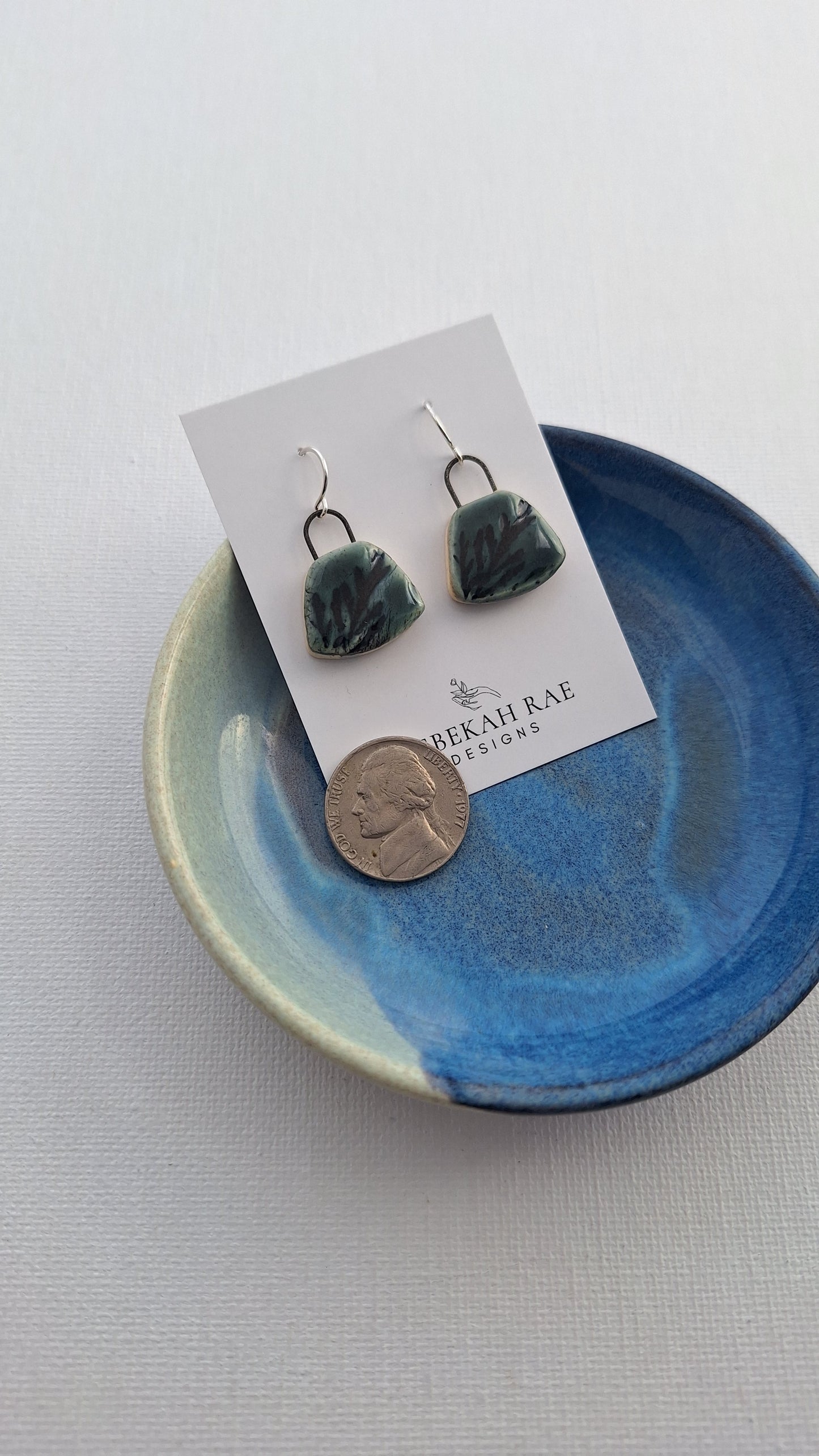 Botanical Stoneware Earrings – Sterling Silver Ear Wires – One of a Kind