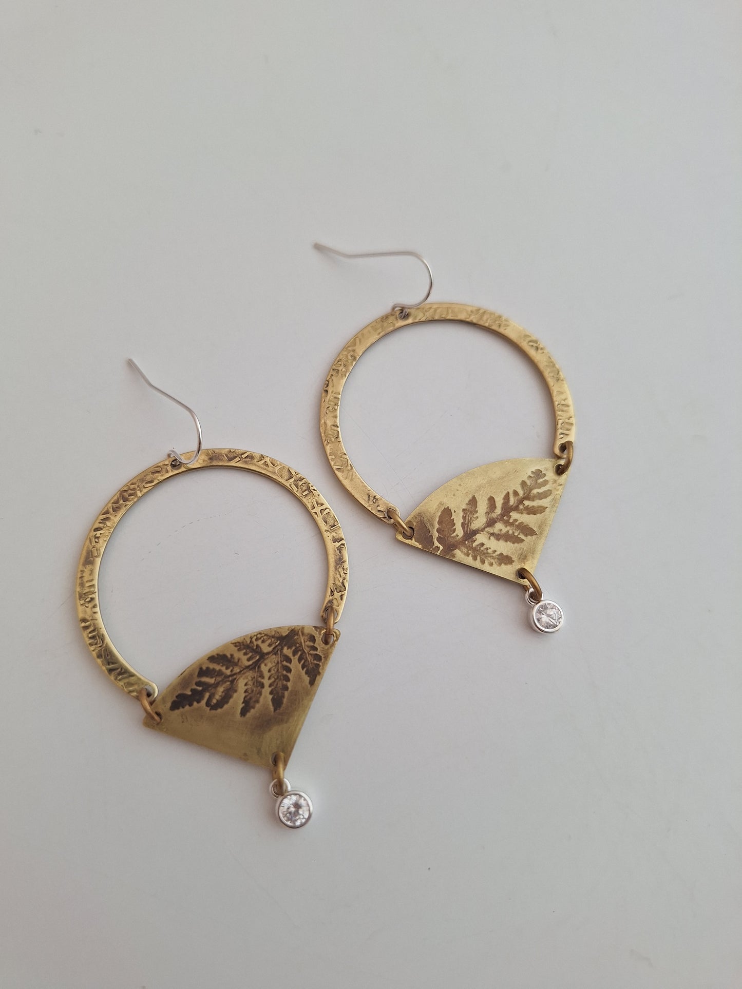 Pressed Wild Fern Brass Earrings — Botanical Imprint (One of a Kind)