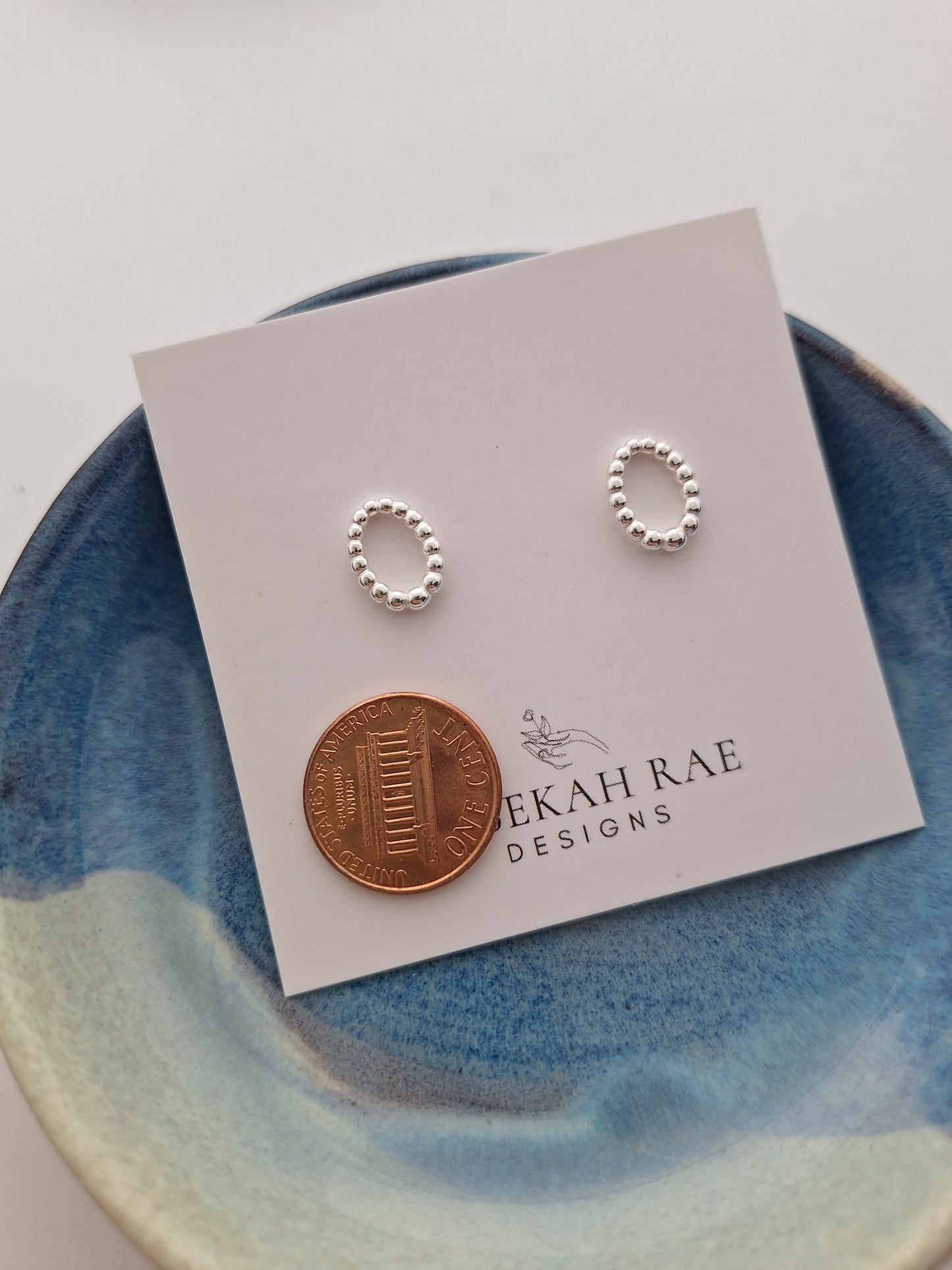 Beaded Oval Earrings, posts