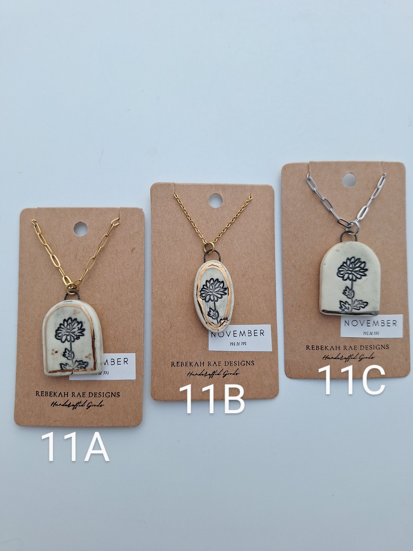 Birth Flower Ceramic Necklaces