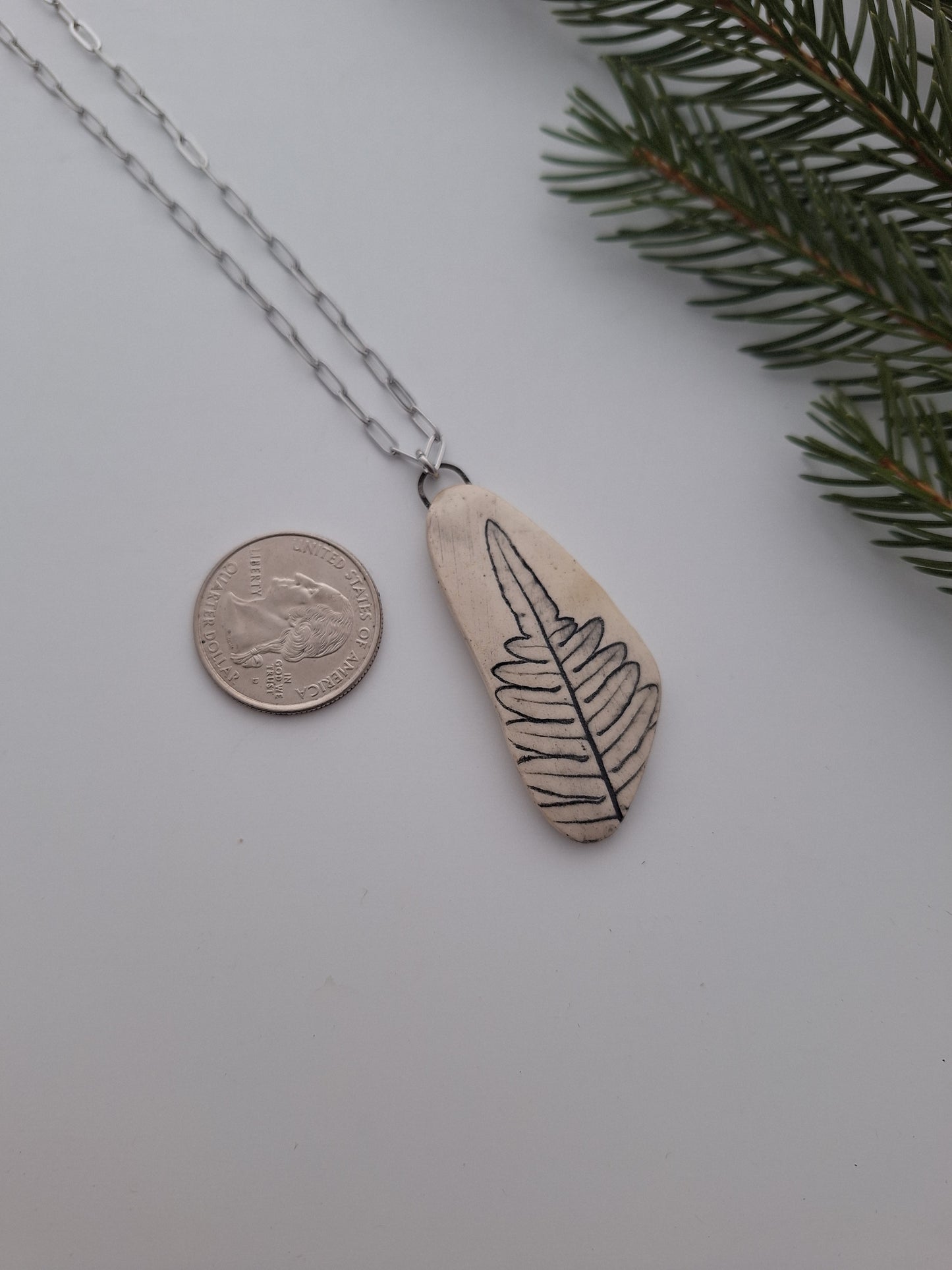 Braken Fern Ceramic Necklace