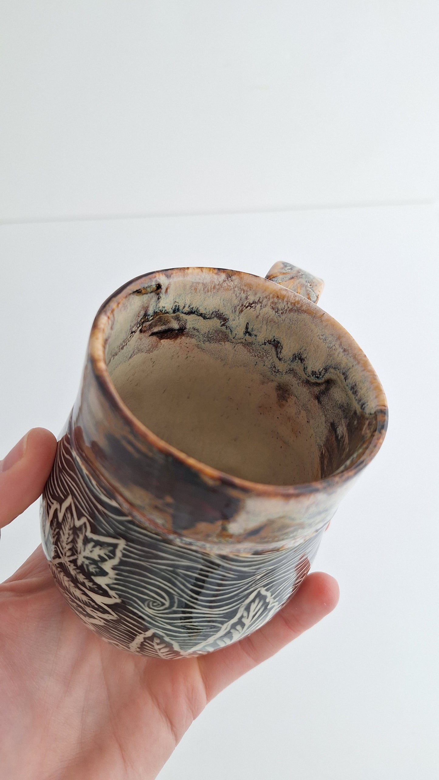 Hand-carved Starry Night Fern Mug