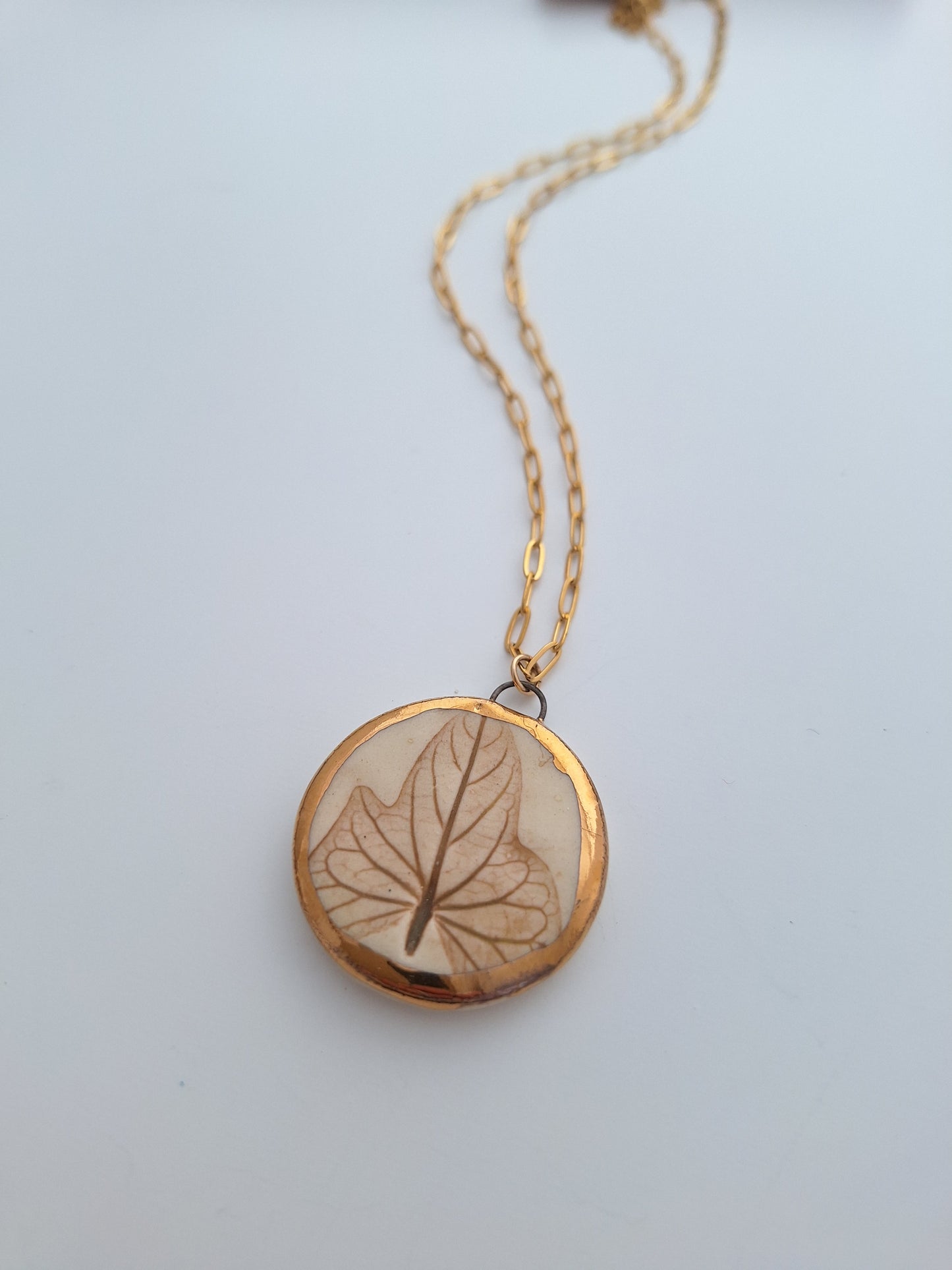 Morning Glory Necklace - Ceramic - Gold