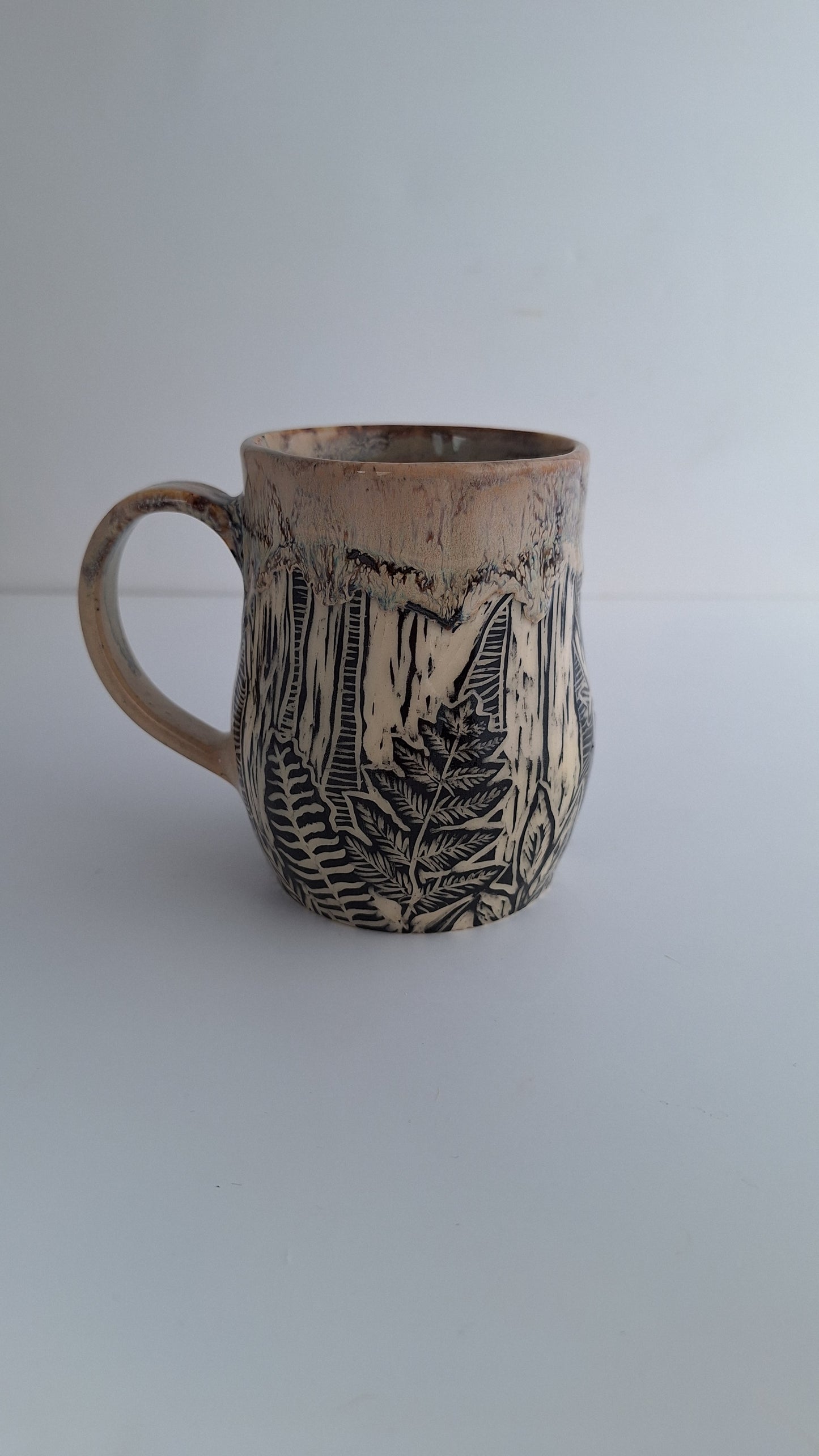 Hand-carved Fern Forest Mug