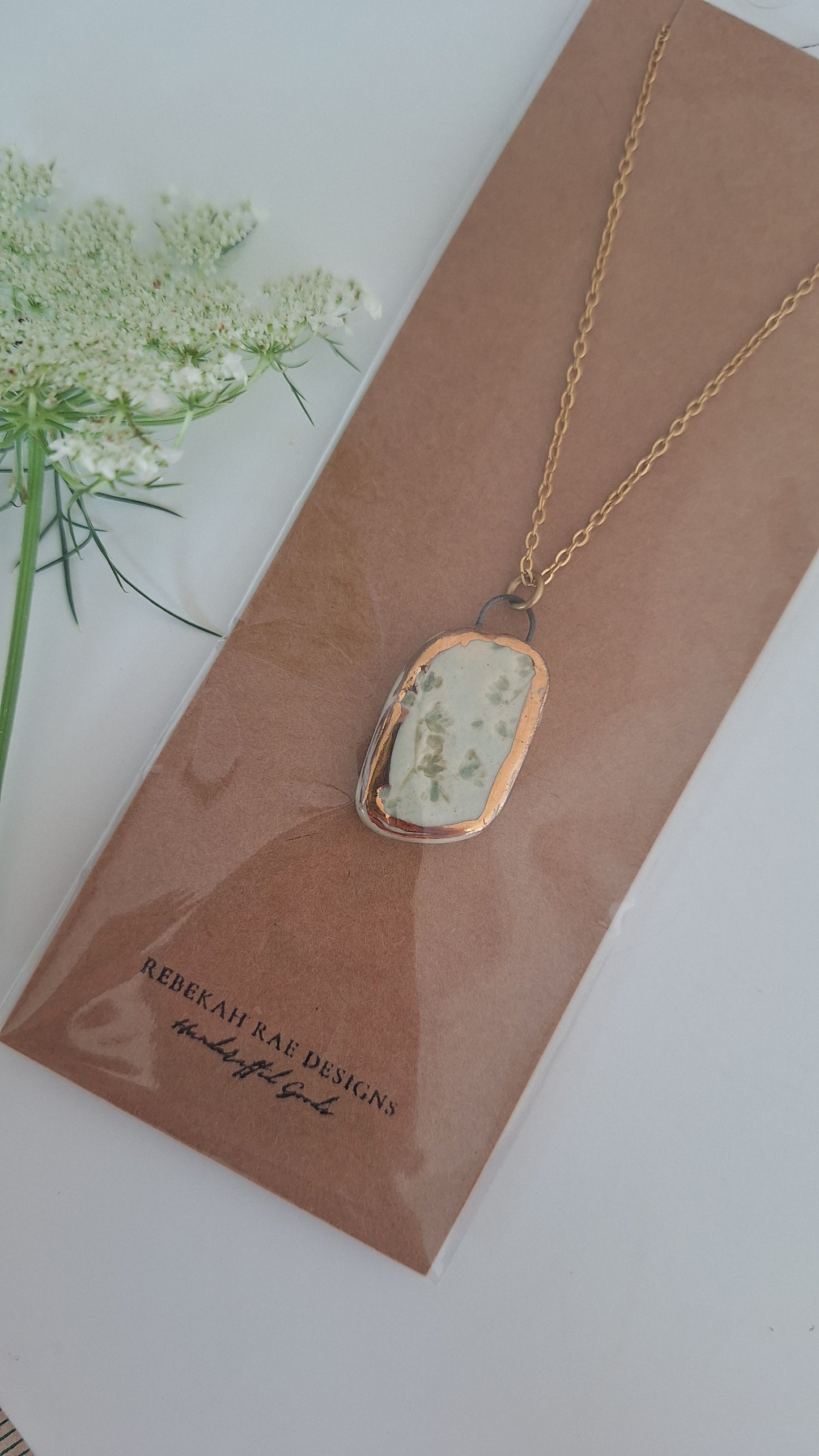 Botanical Imprint Necklace, ceramic