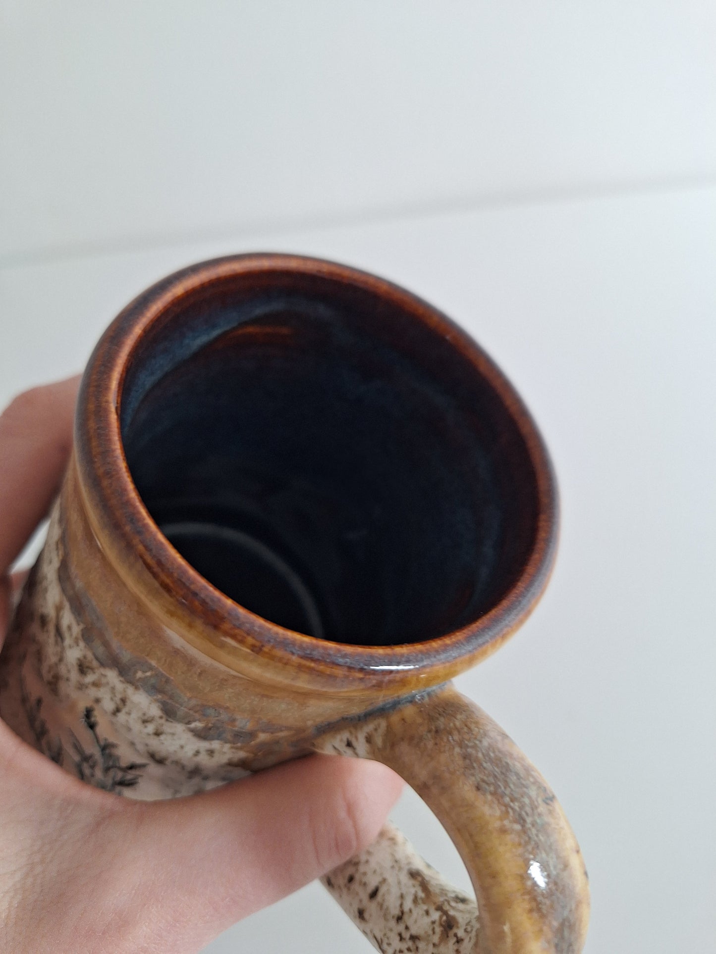Hand Pressed Botanical Stoneware Mug – Juniper, One of a Kind Handmade Mug