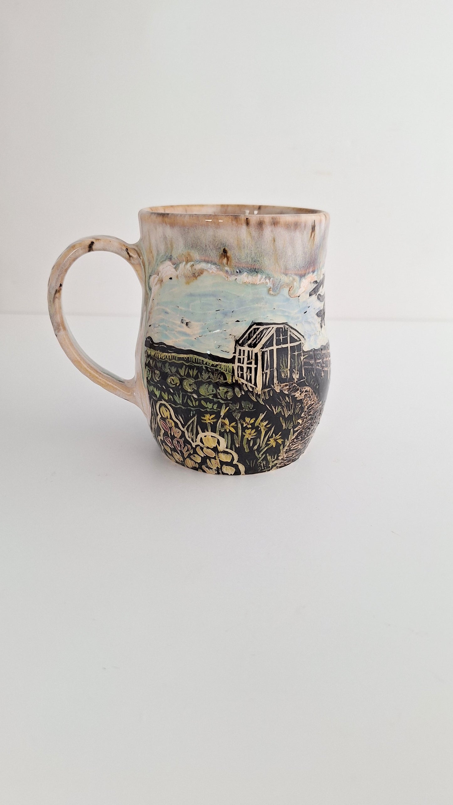 Hand-carved Greenhouse Mug