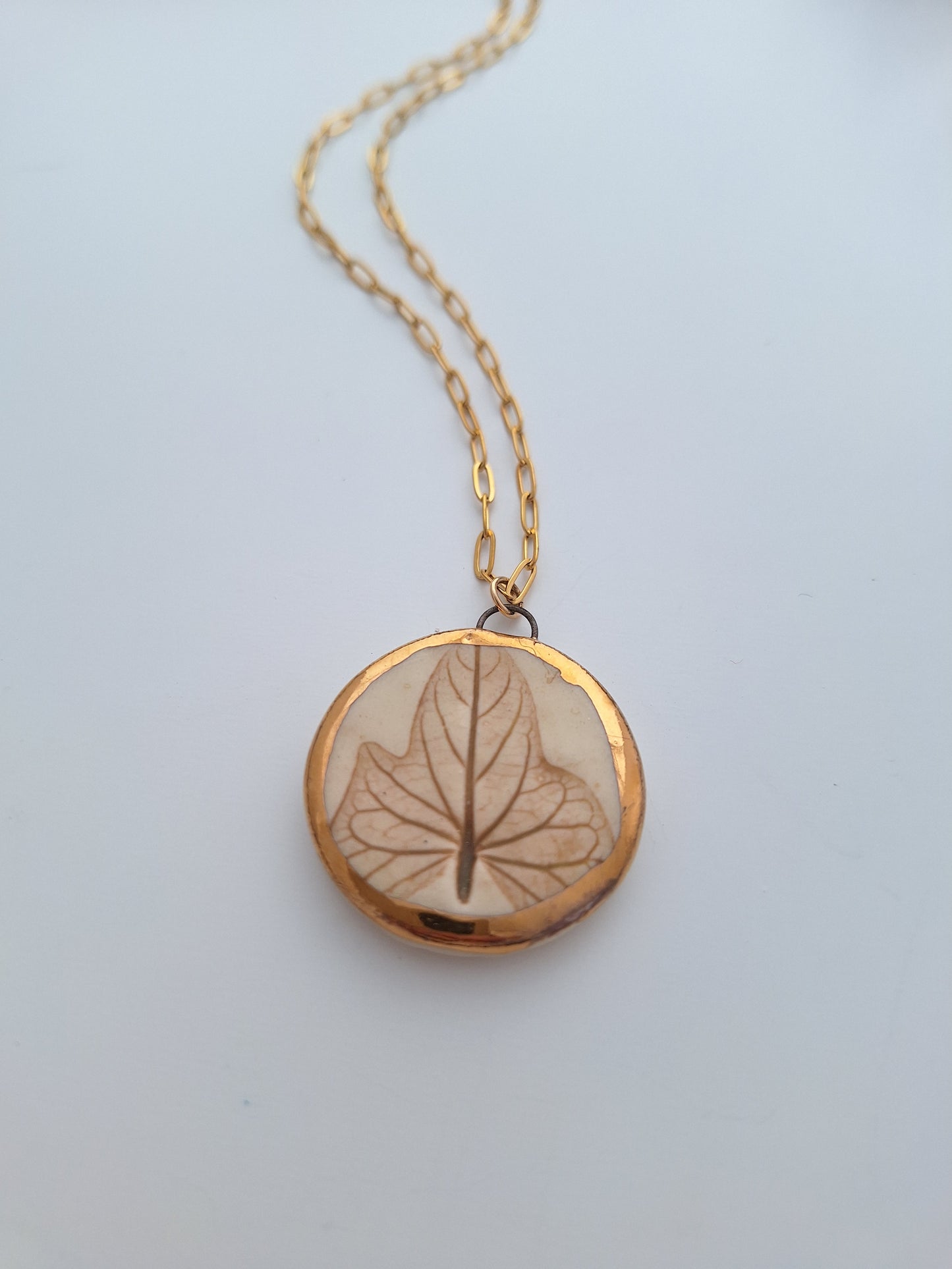 Morning Glory Necklace - Ceramic - Gold
