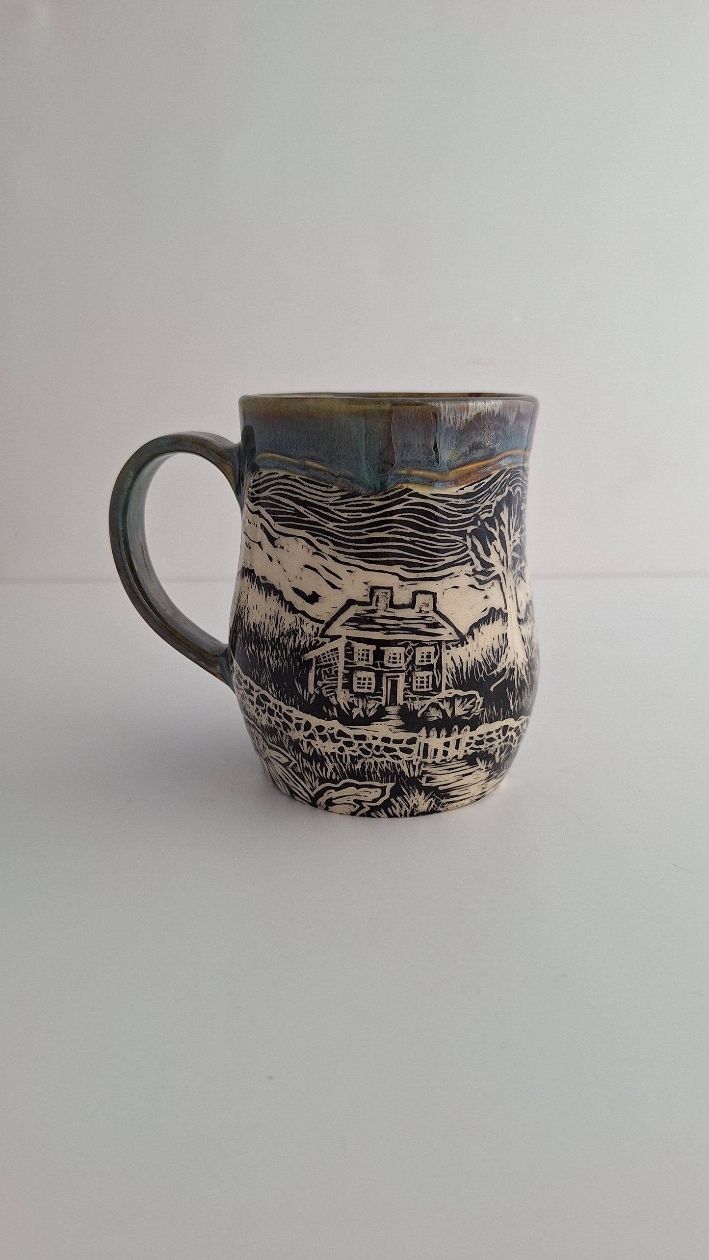 Hand-carved Farmhouse Mug