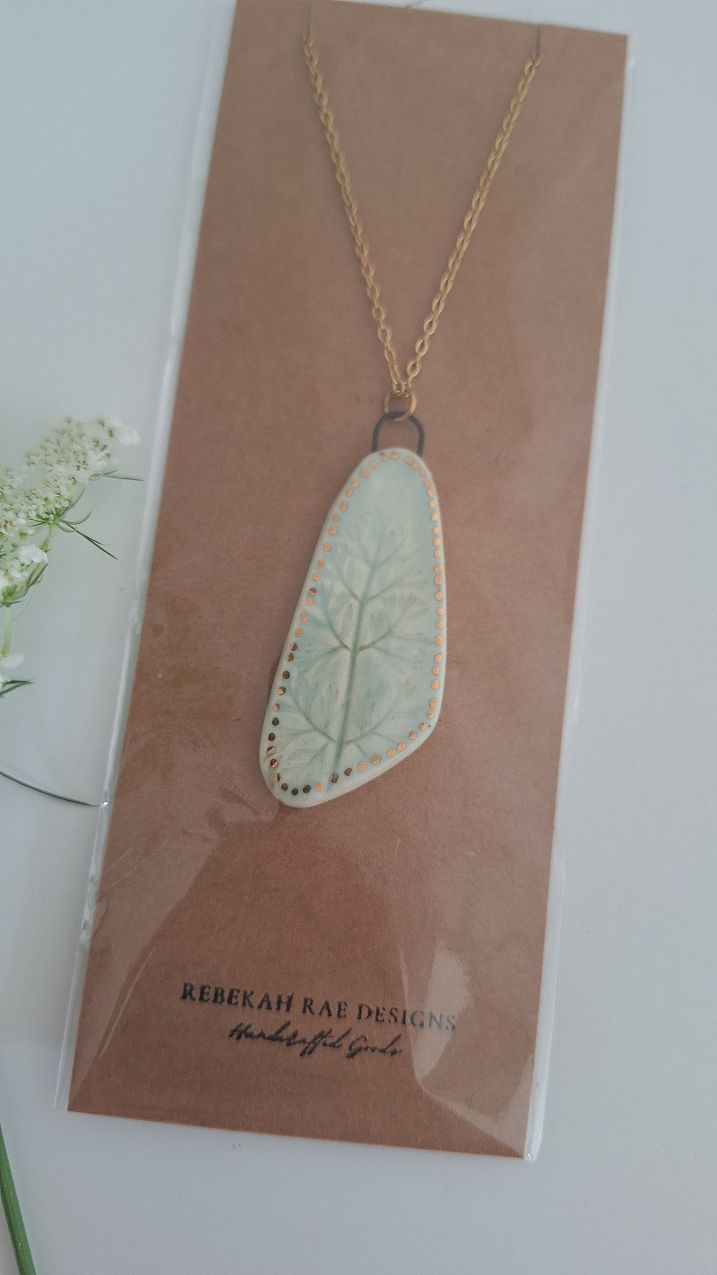 Botanical Imprint Necklace, ceramic