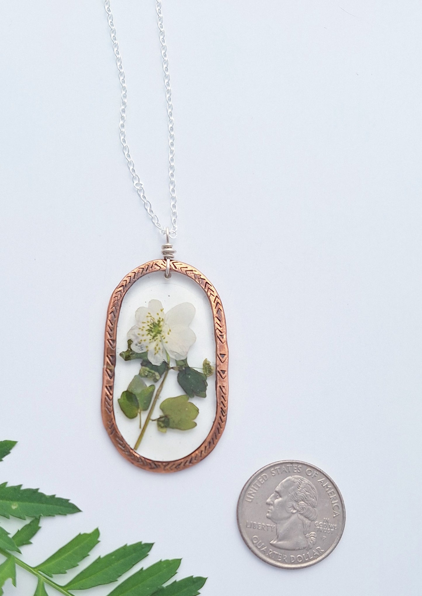 Wood Anemone Necklace - pressed flowers