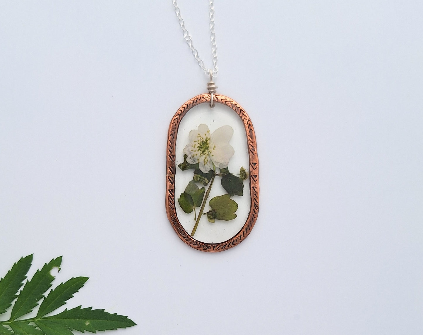 Wood Anemone Necklace - pressed flowers