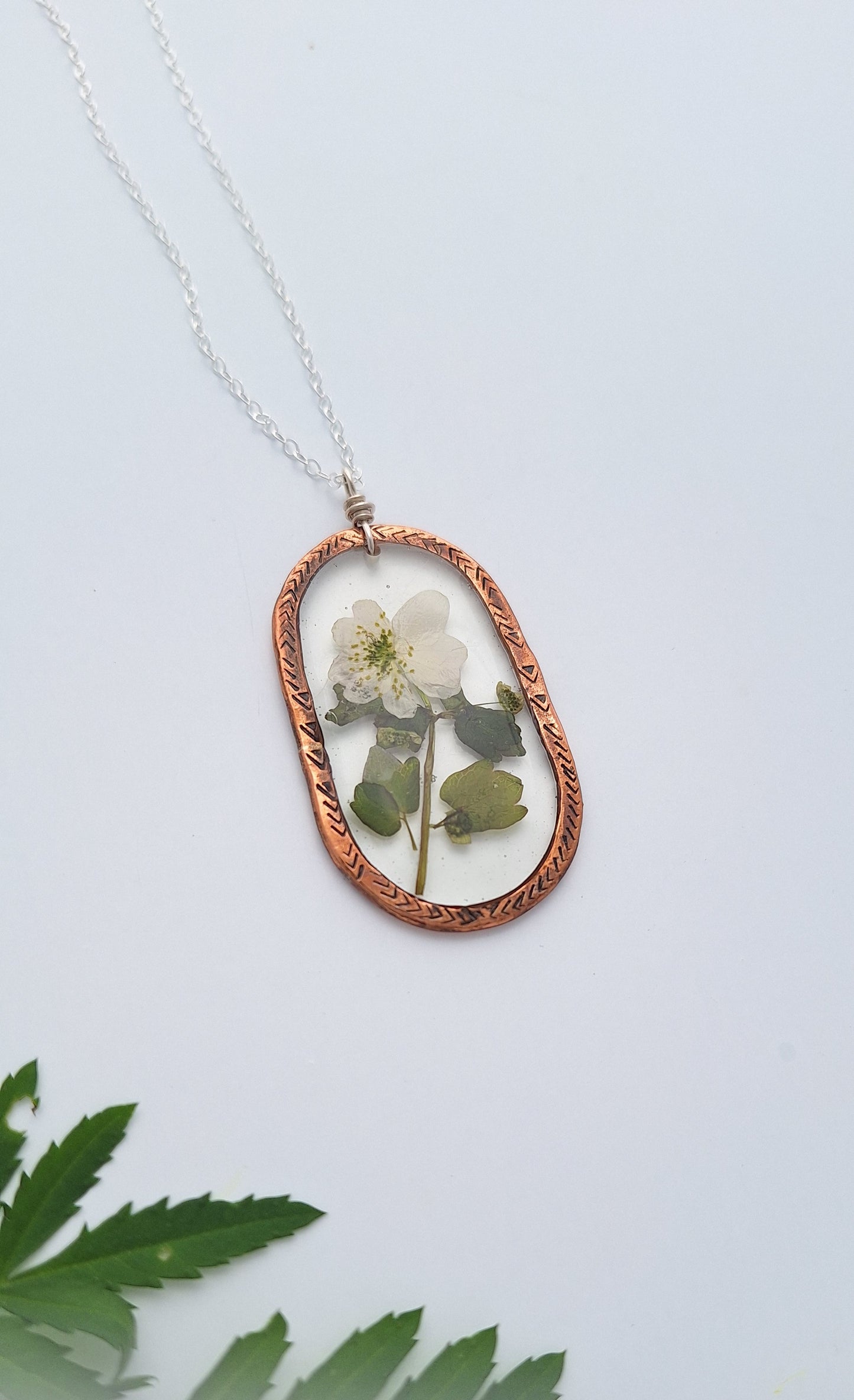 Wood Anemone Necklace - pressed flowers