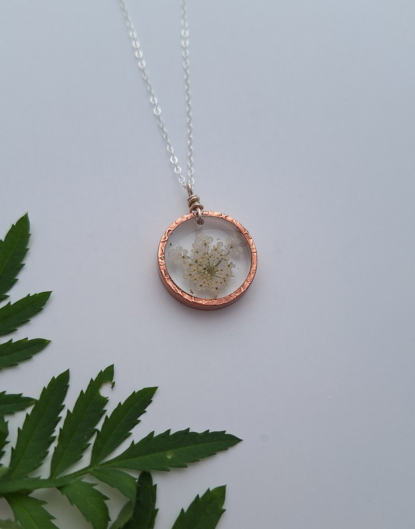 Queen Anne's Lace Necklace - pressed flower