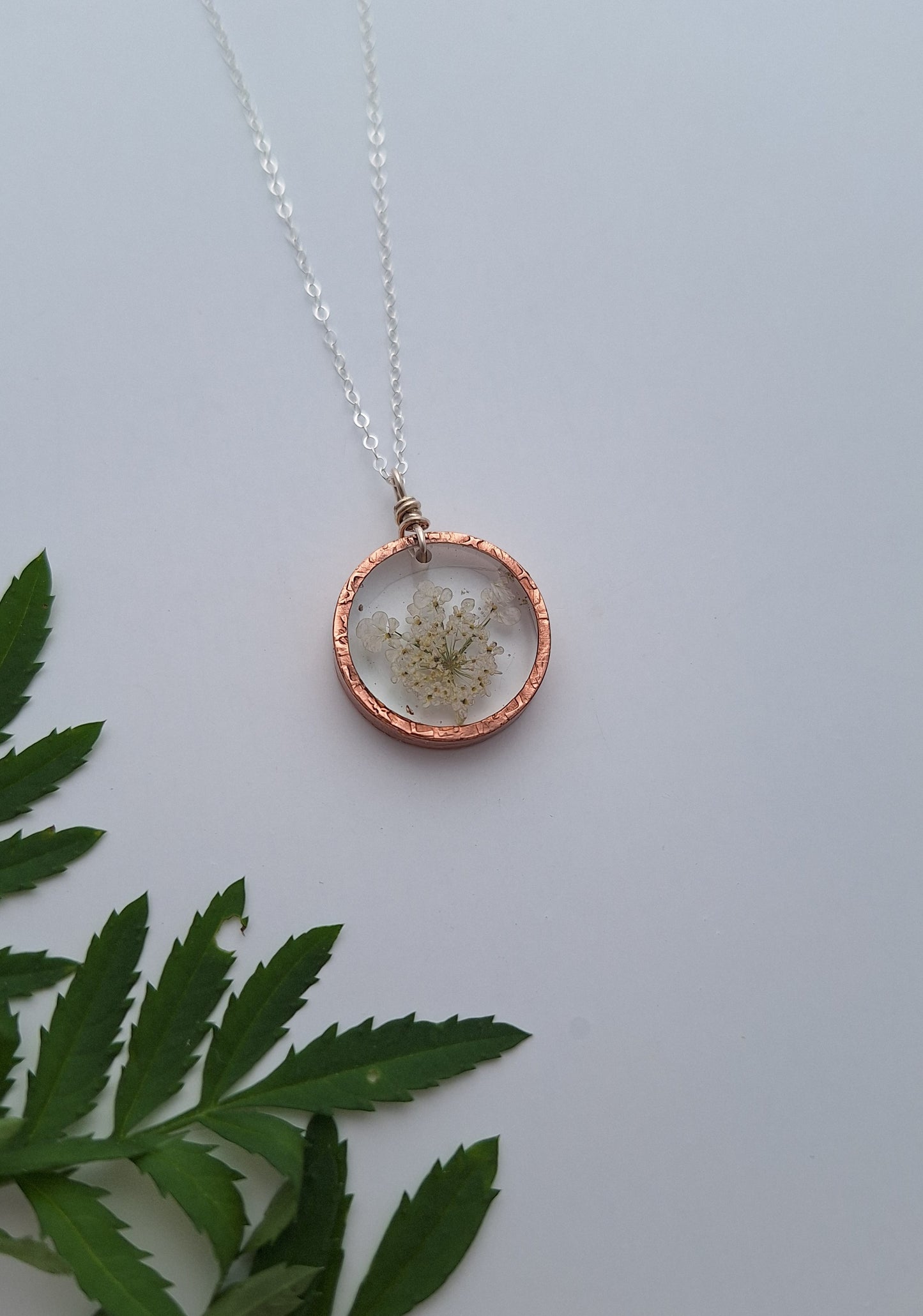 Queen Anne's Lace Necklace - pressed flower