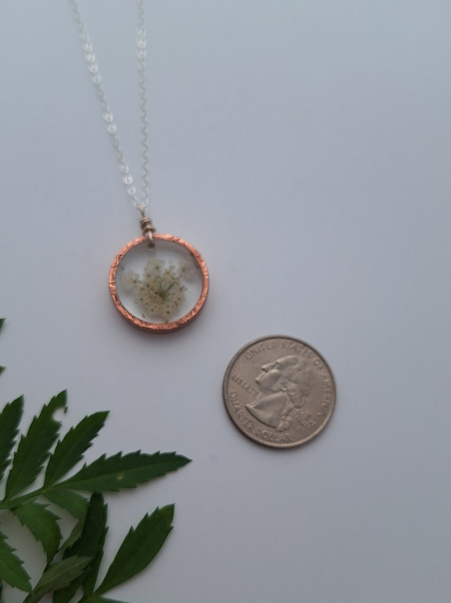 Queen Anne's Lace Necklace - pressed flower