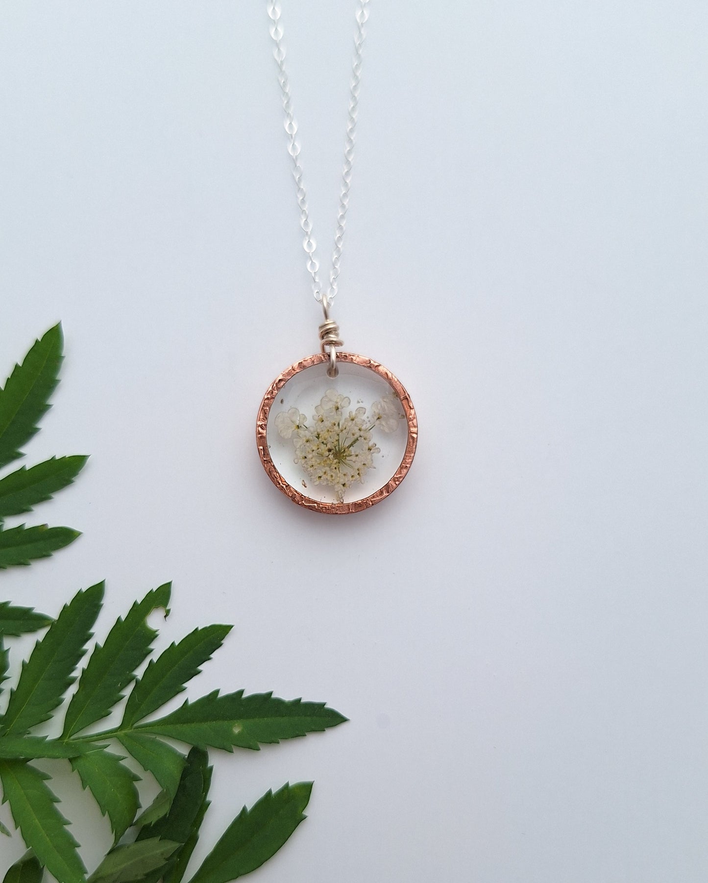 Queen Anne's Lace Necklace - pressed flower