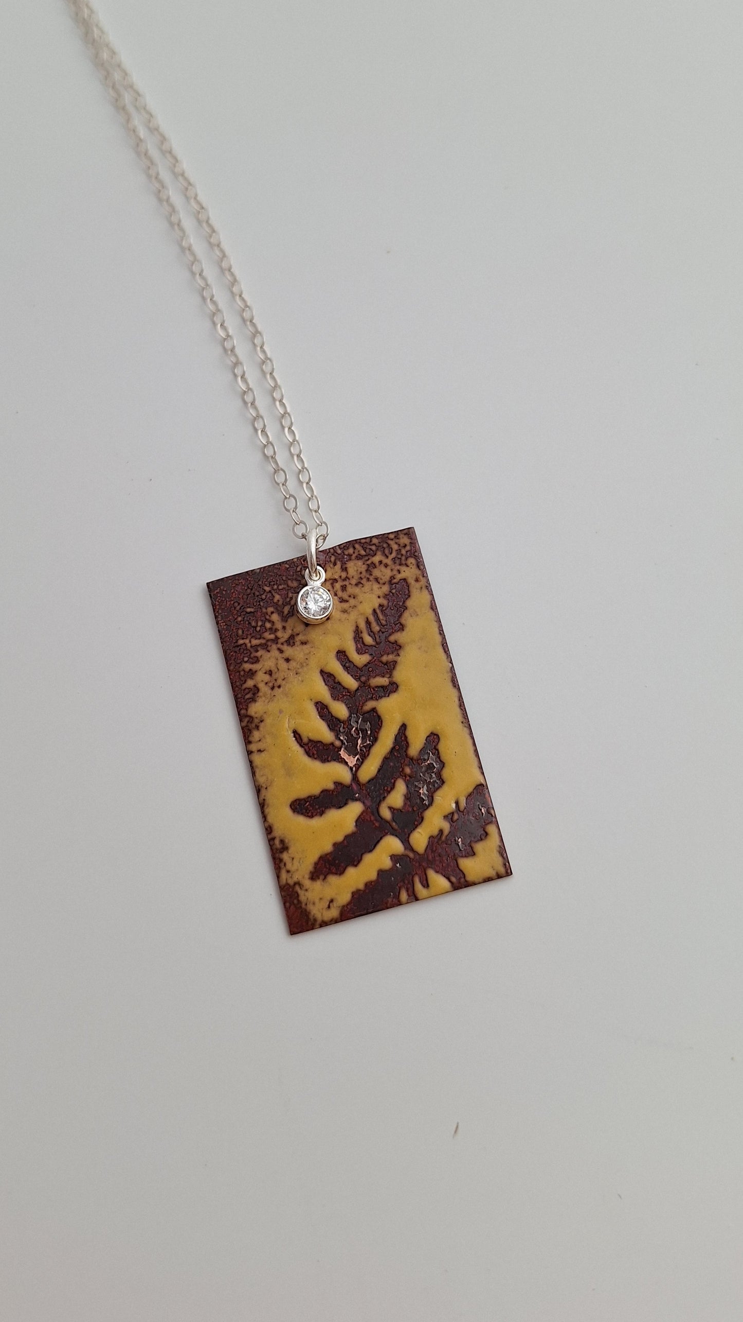 Patinaed Yellow Fern Necklace