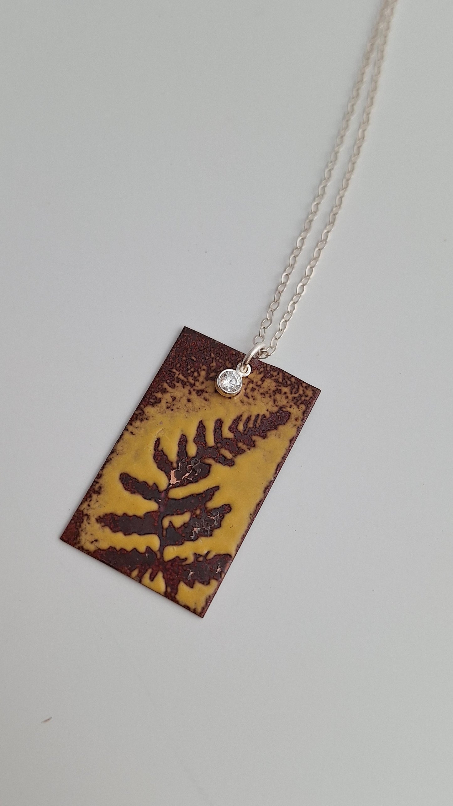 Patinaed Yellow Fern Necklace