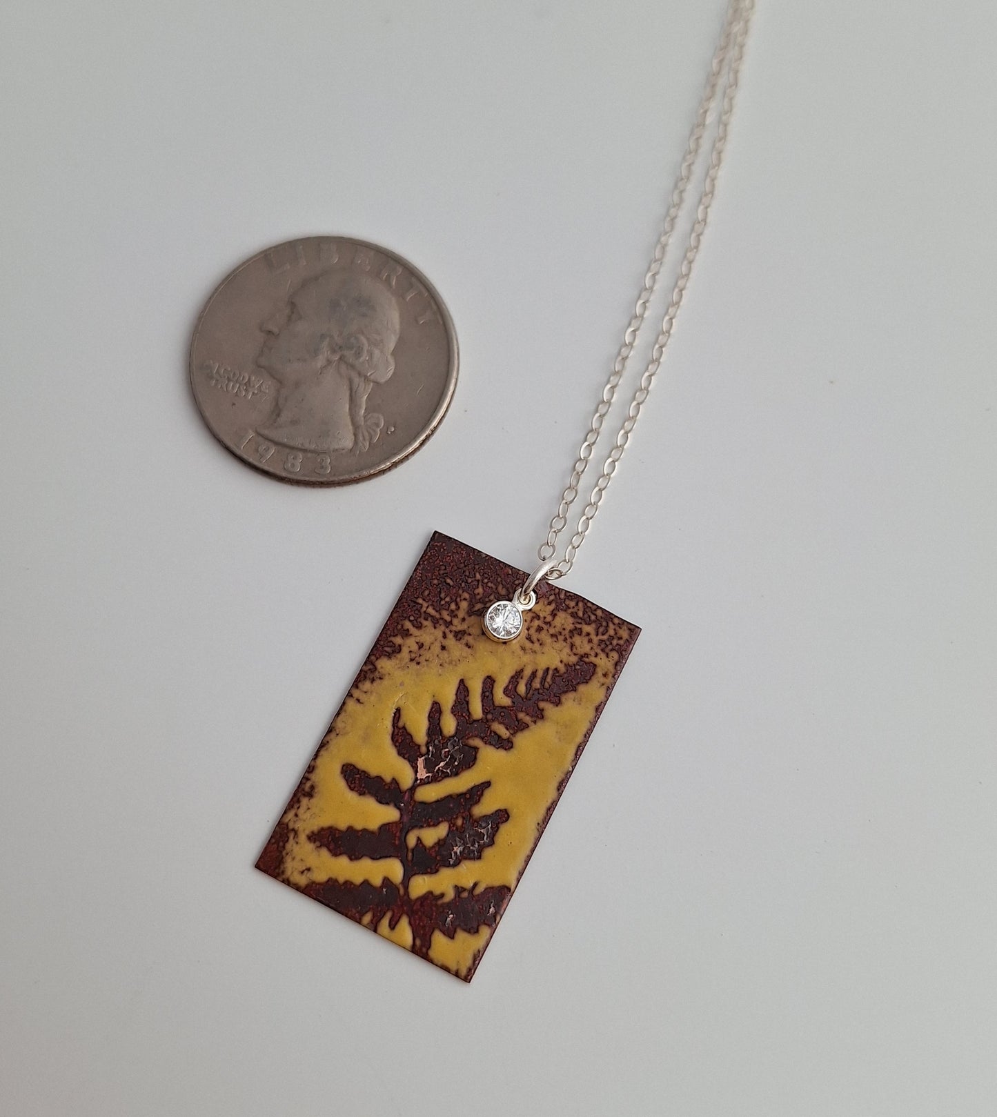 Patinaed Yellow Fern Necklace