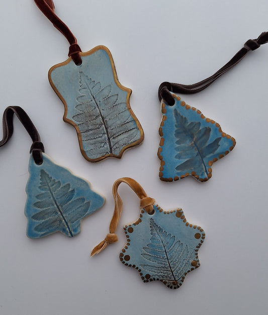 Fern Tree Ornaments - Blue