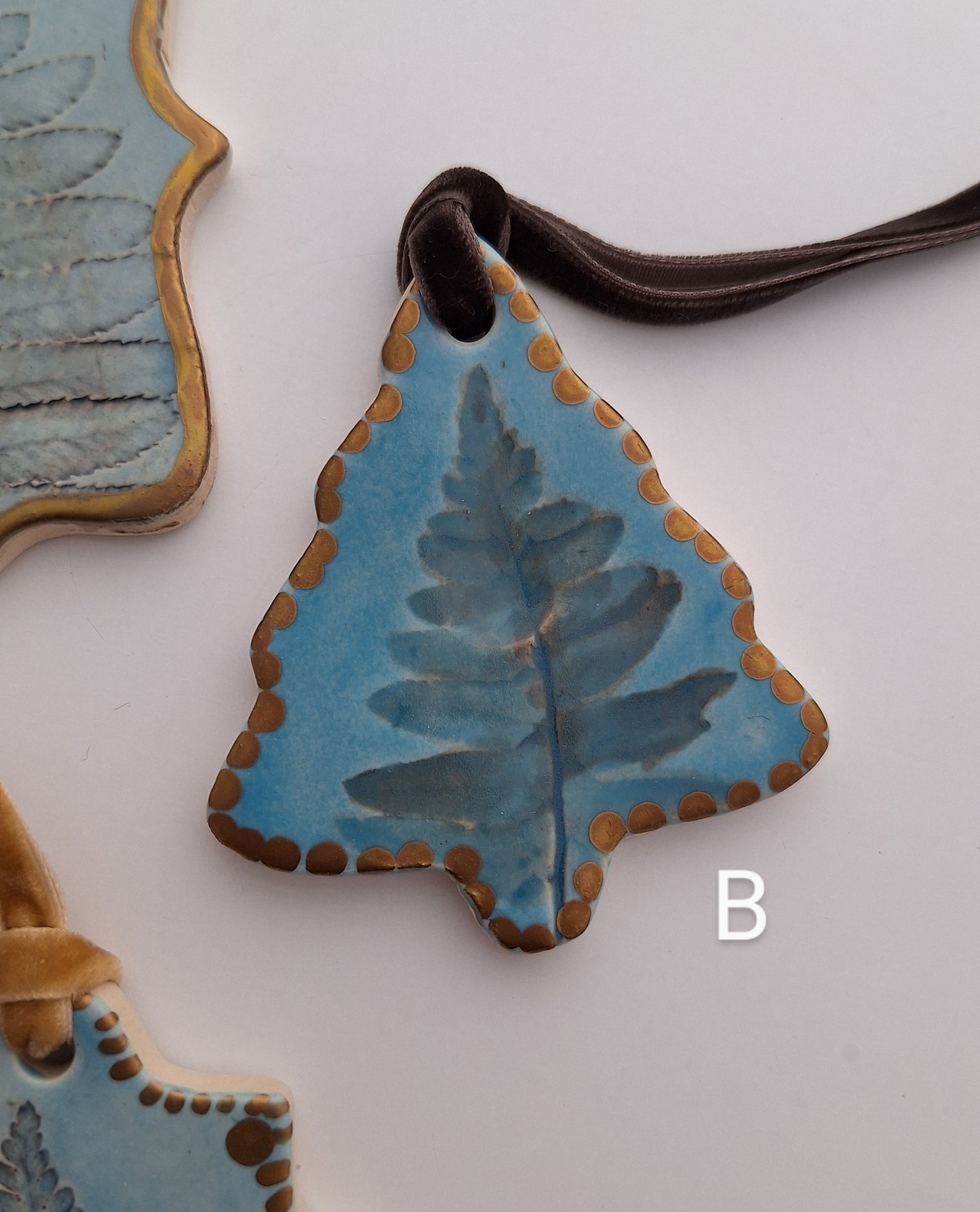 Fern Tree Ornaments - Blue