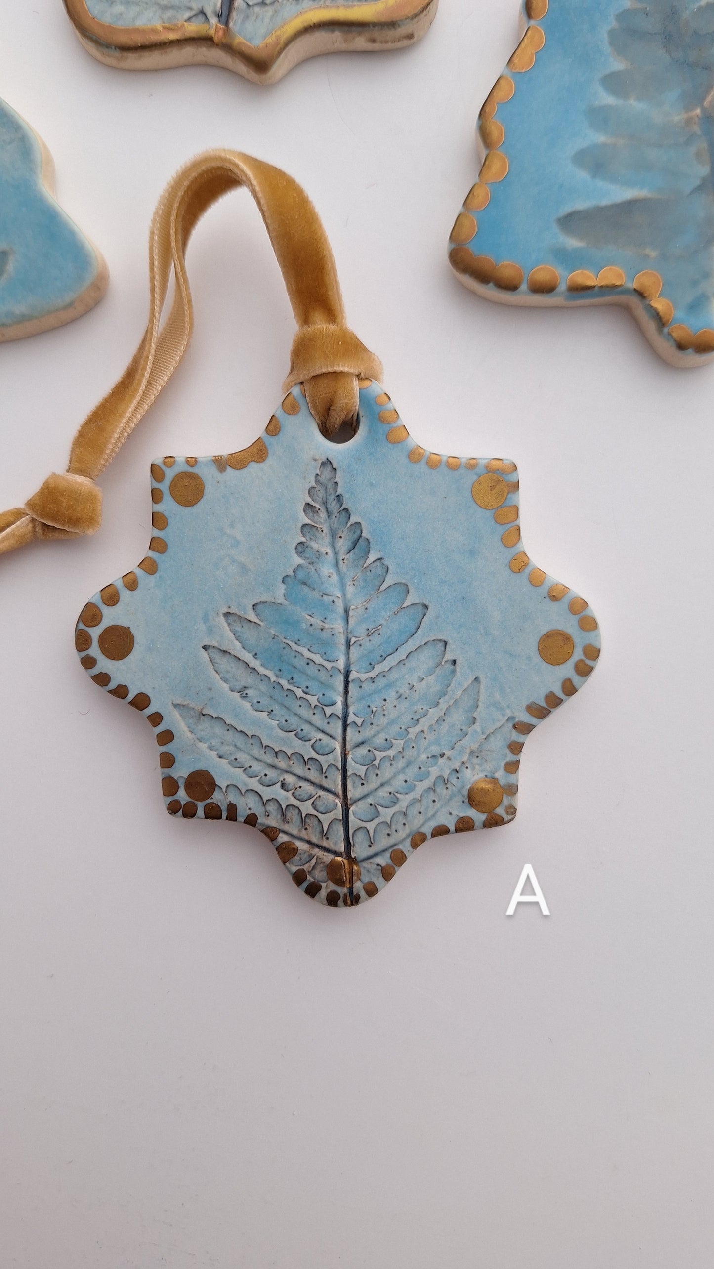 Fern Tree Ornaments - Blue