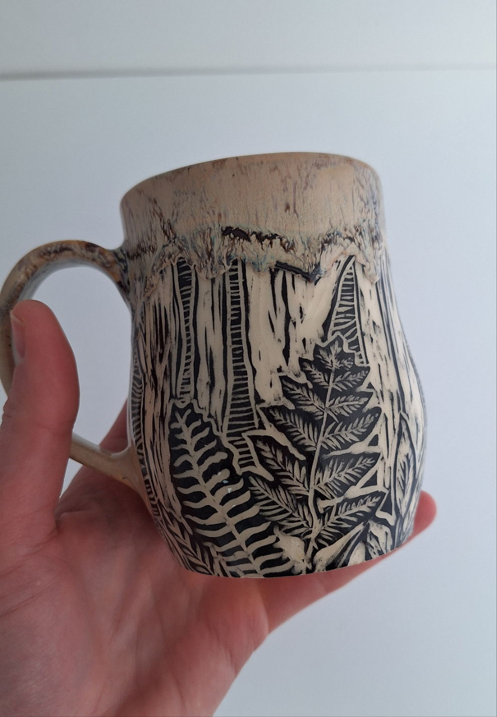 Hand-carved Fern Forest Mug