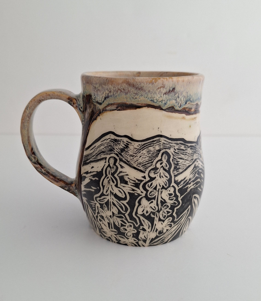 Hand-carved Fireweed Mug