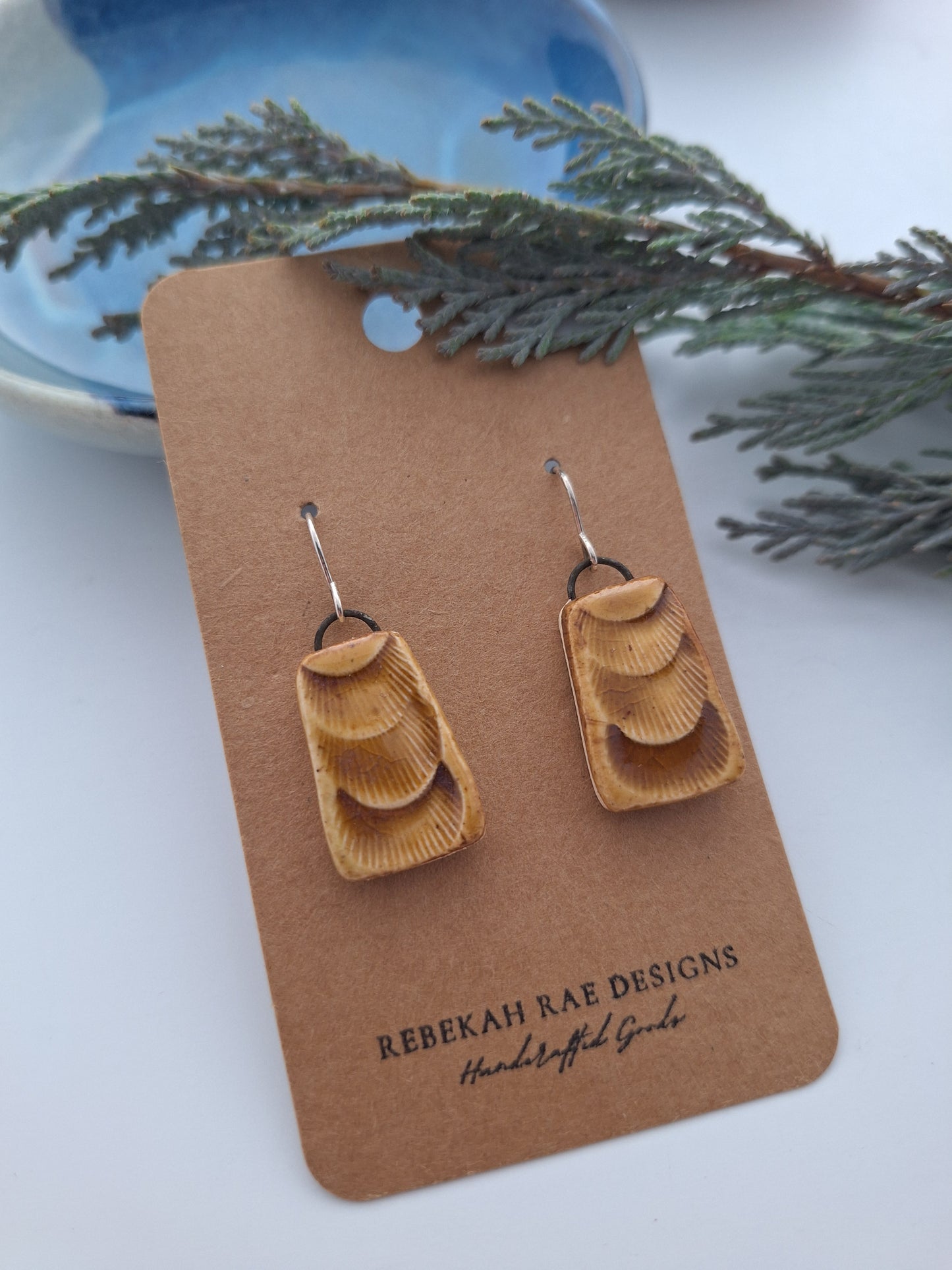 Textured Ceramic Earrings - Sterling