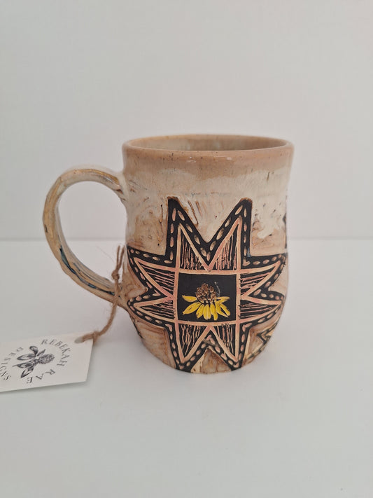 Hand-carved Sawtooth Star Mug