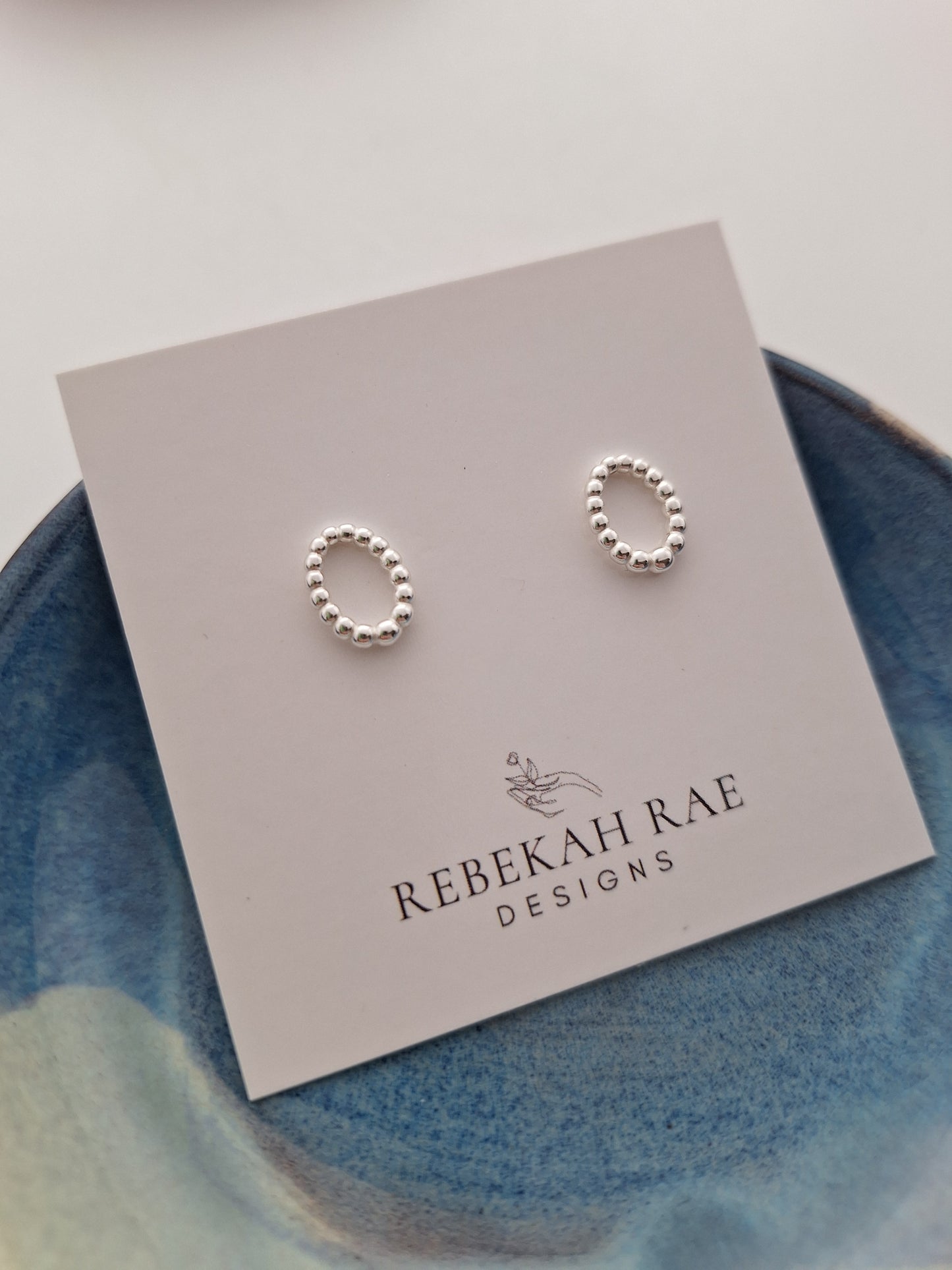 Beaded Oval Earrings, posts