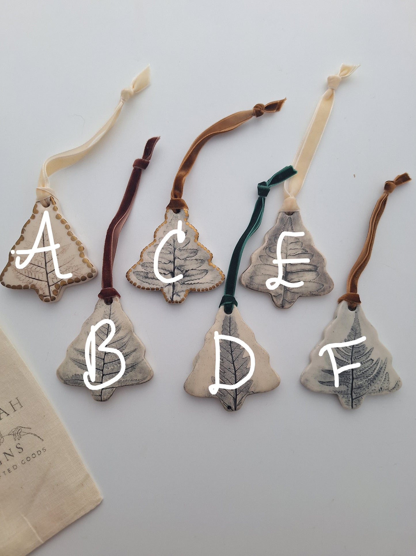 Fern Tree Ornaments - White