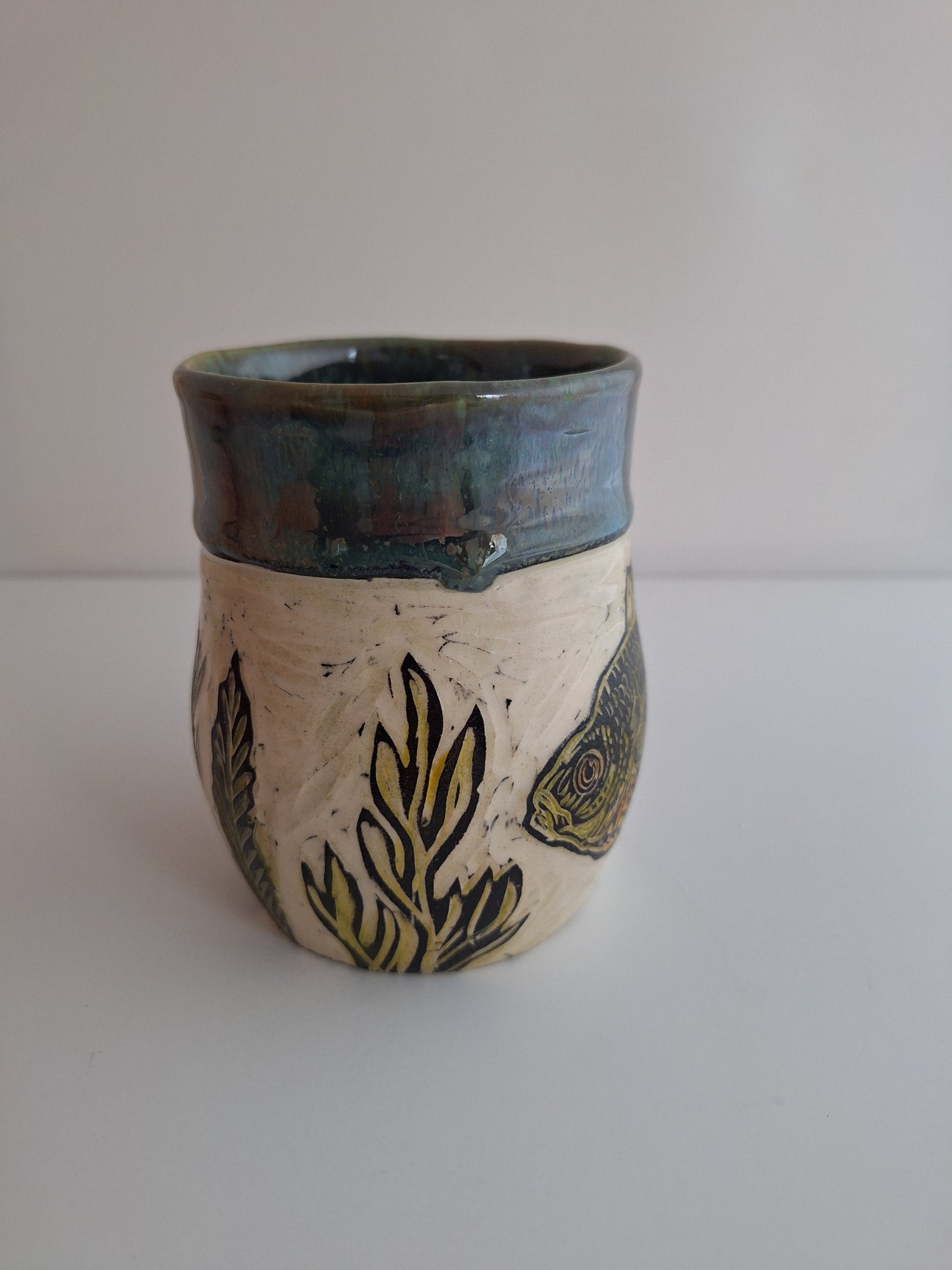 Hand-carved Fish Mug, color