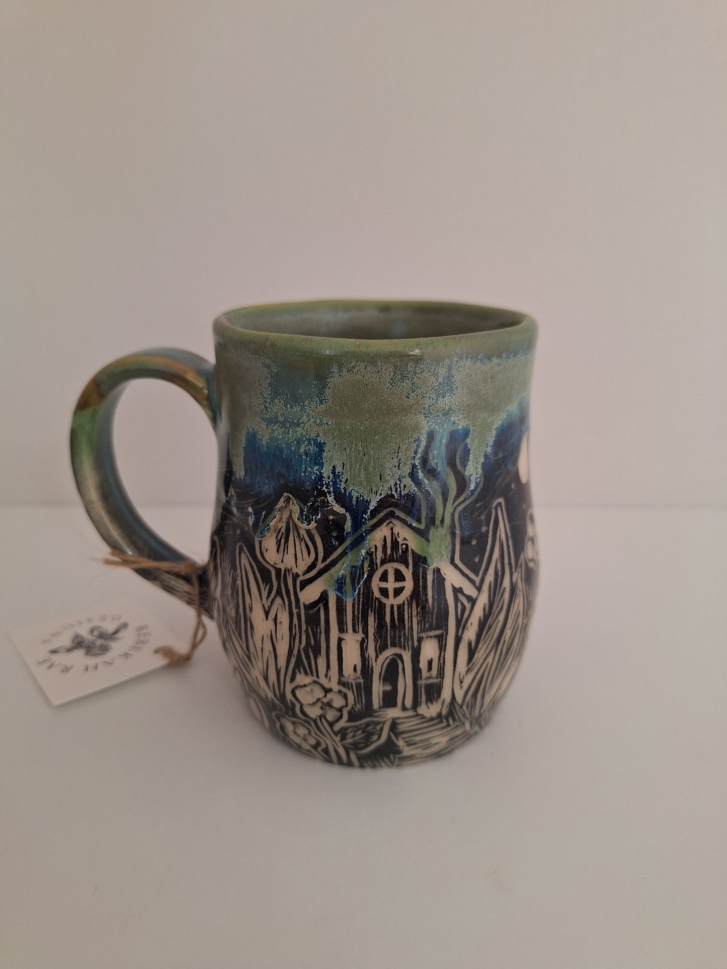 Hand-carved Woodland Cottage Mug