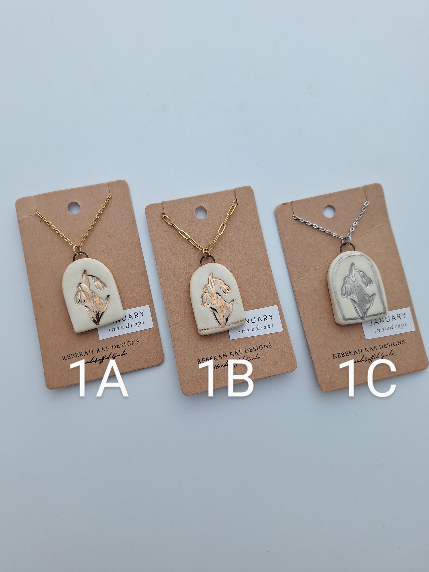 Birth Flower Ceramic Necklaces