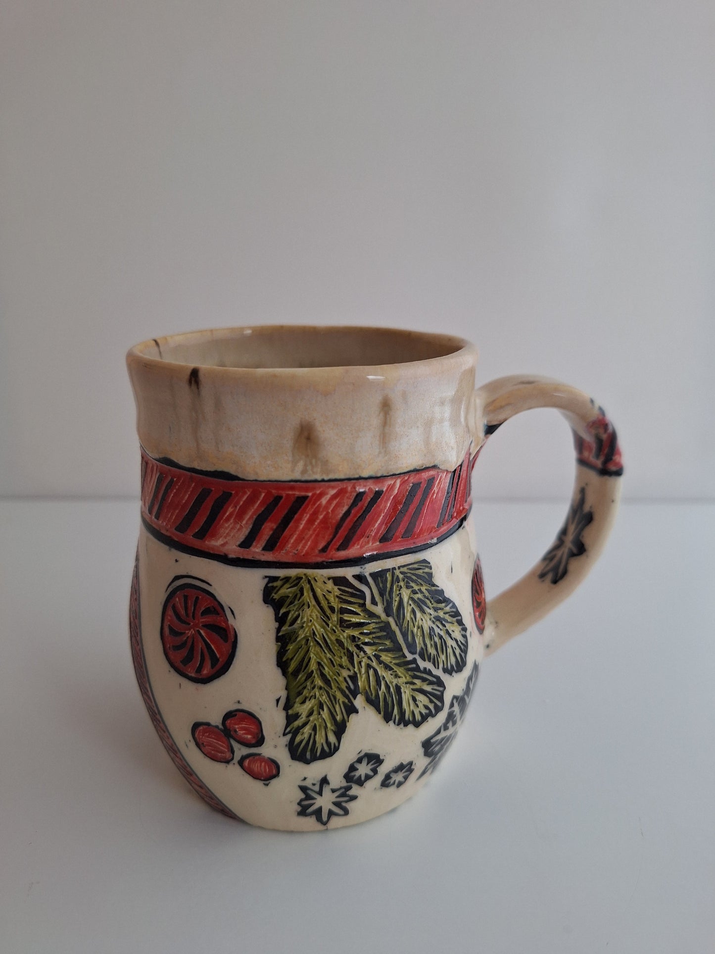 Hand-carved Christmas Joys Mug